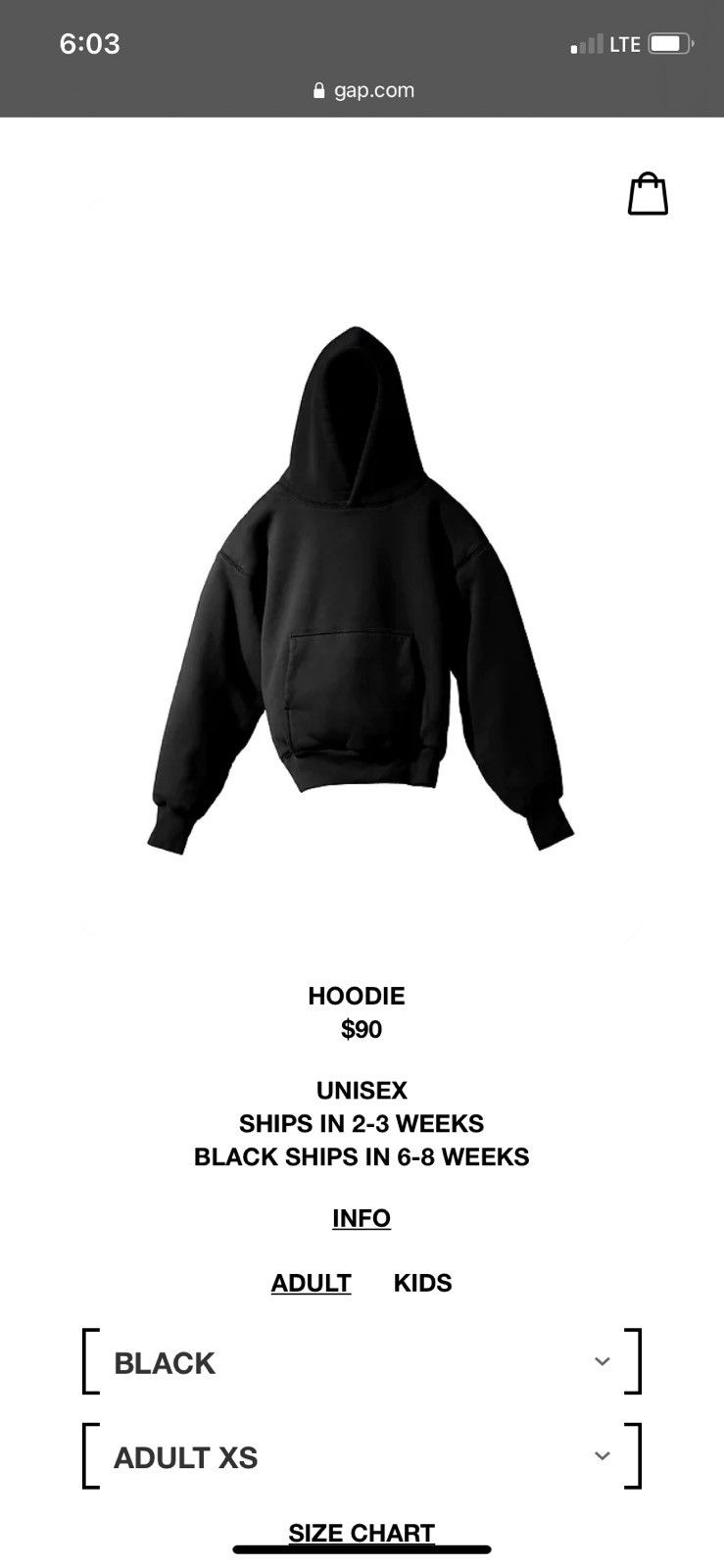 Gap YEEZY GAP HOODIE LARGE BLACK YZY GAP L | Grailed