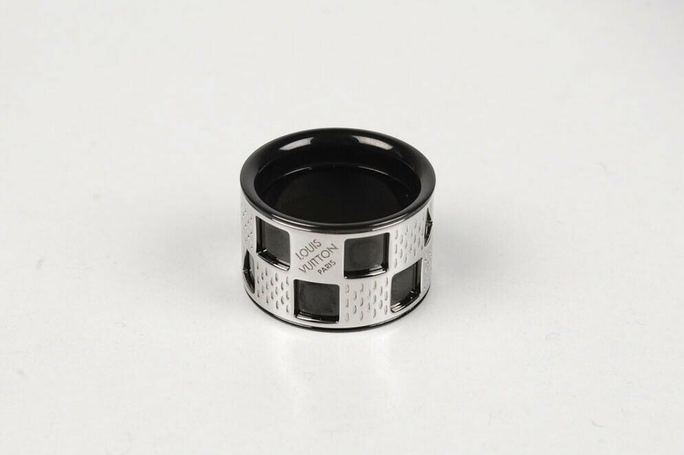 LOUIS VUITTON Ring M65714 Berg Damier 4 Silver925 16 Silver Black Wome –