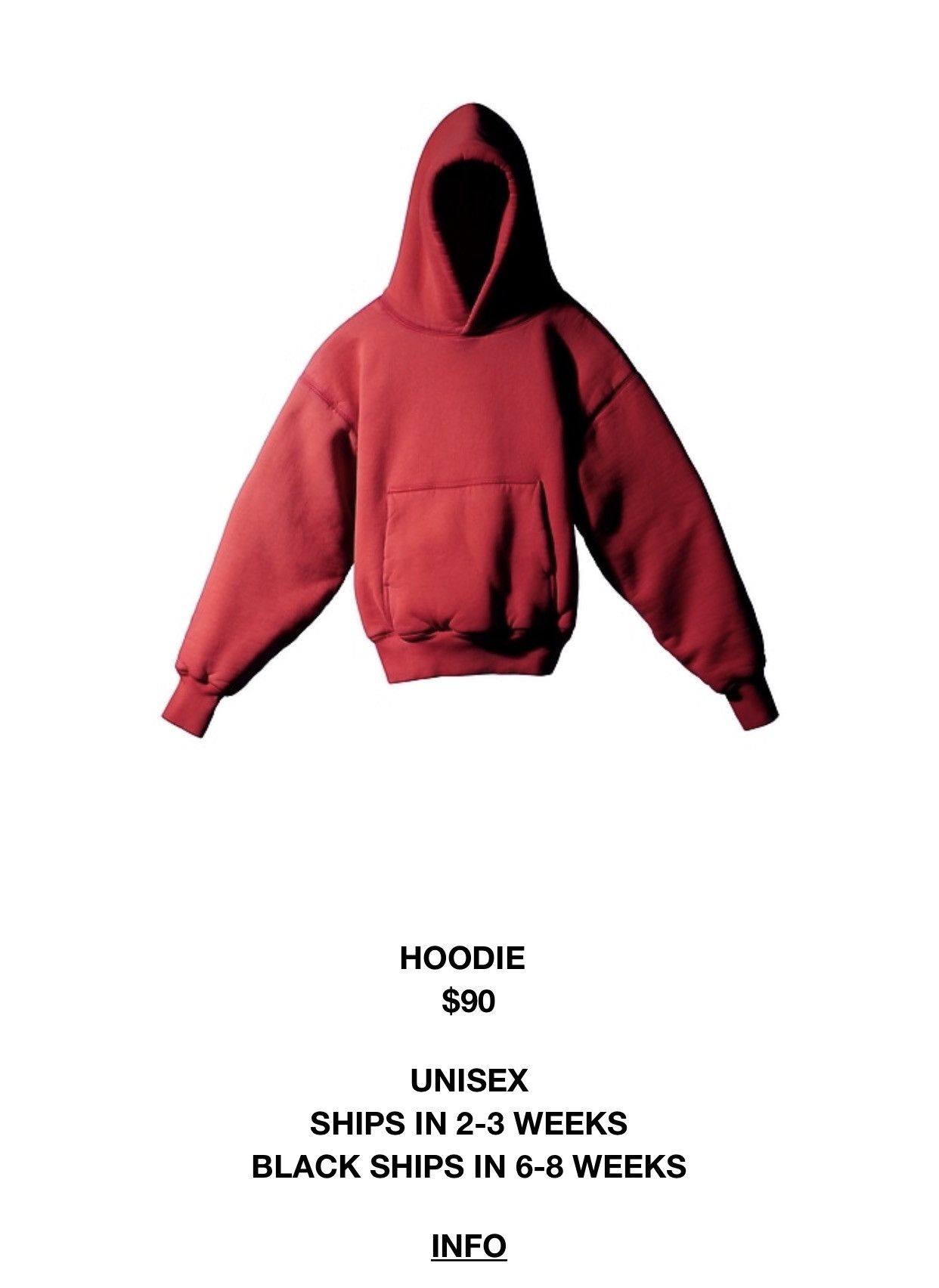 Yeezy GAP YZY - Red Adult outlet Men's Hoodie Size Small NWT Fast Ship - In Hand