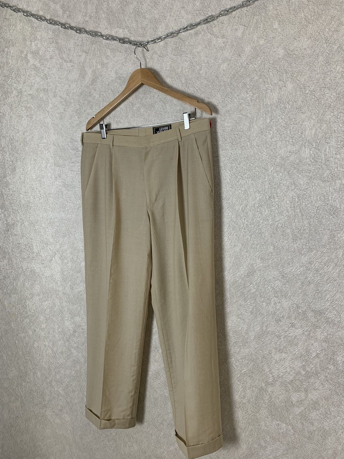 【Gianni Versace】Wide Wool Trousers Gianni Versace Wool Wide Leg Pants - Neutrals, 9
