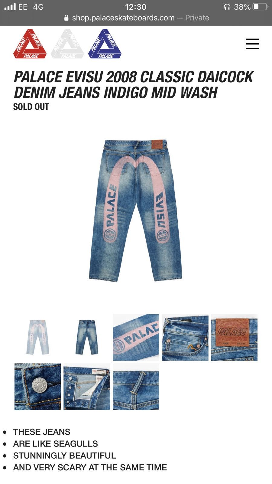 Evisu × Palace Palace Evisu 2008 Classic Daicock Denim Jeans