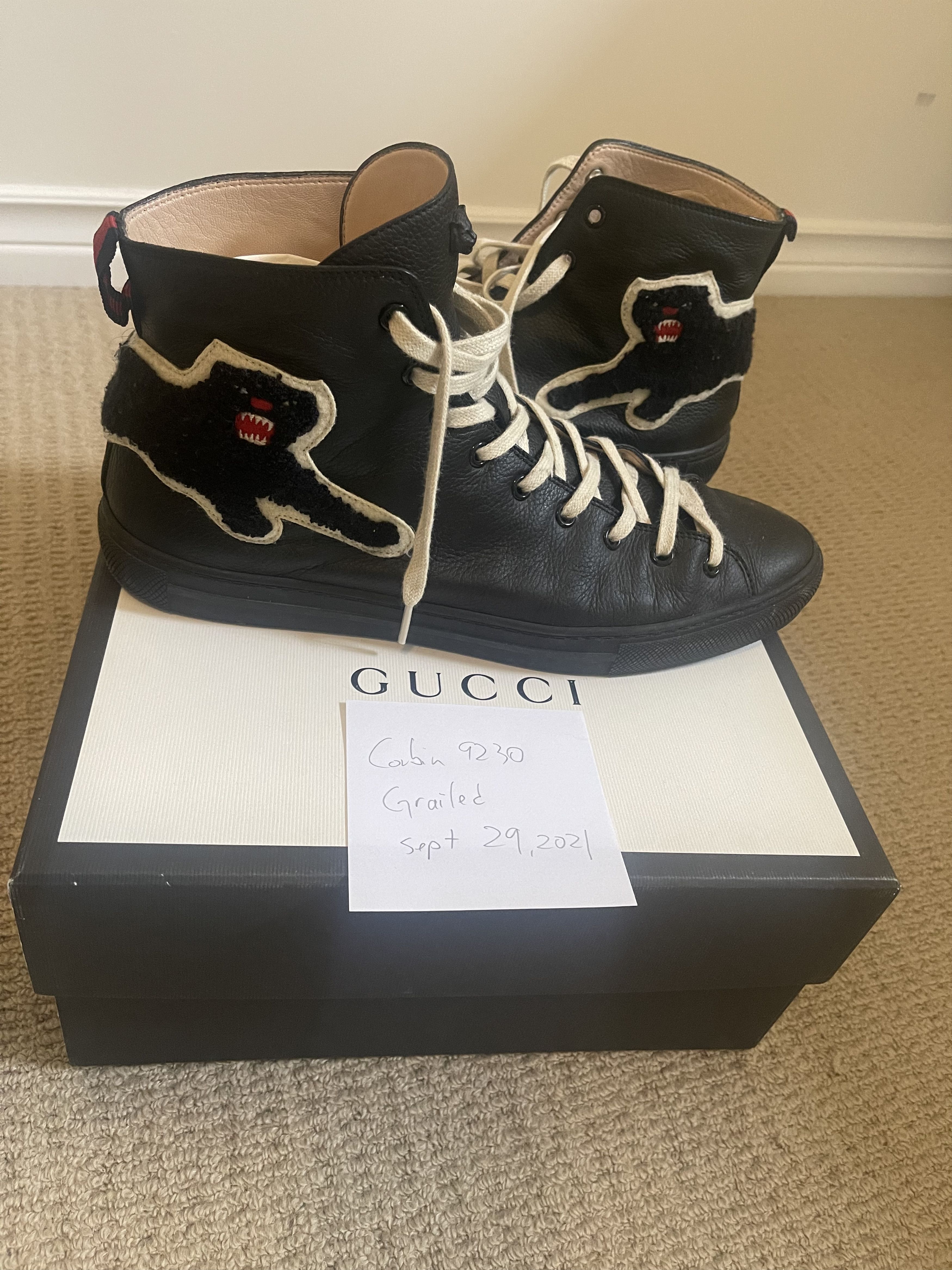 Gucci Black panther leather high tops Size US 10.5 / EU 43-44 - 1 Thumbnail