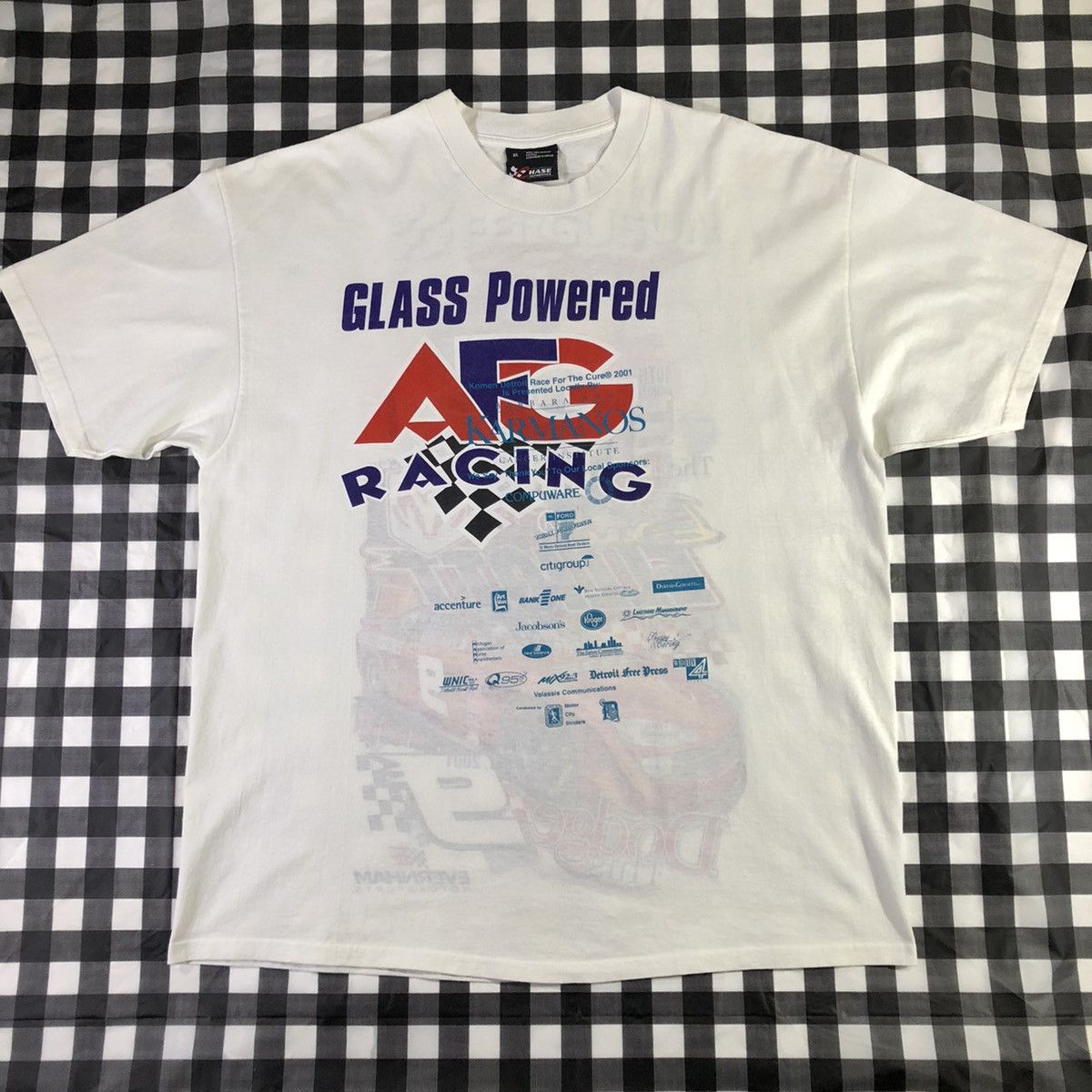 image of 1 Of 1 x Chase Authentics Nascar Factory Test Print 1/1 Racing Car Sponsors 2001 in White (Size XL)