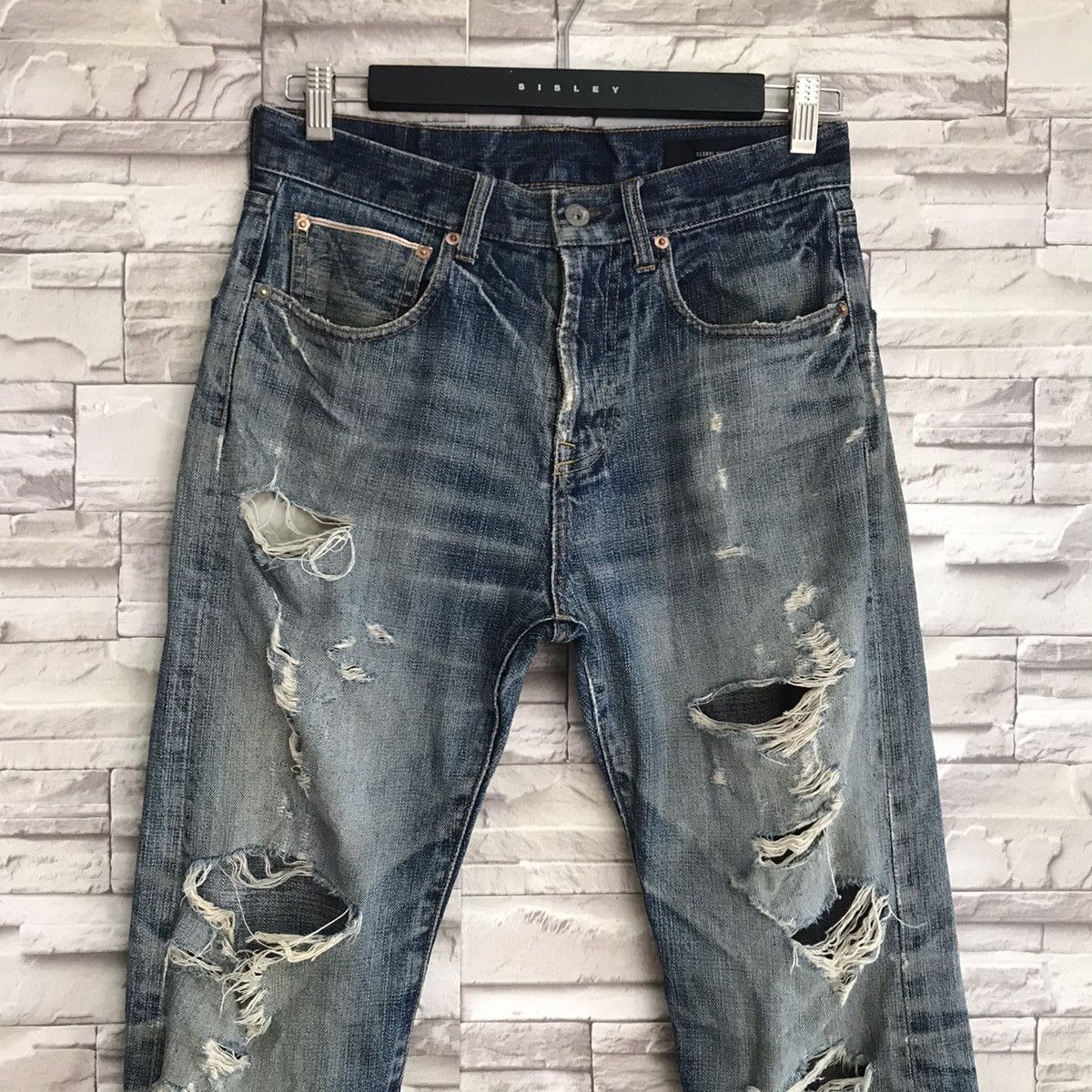 Global Work GLOBAL WALK Distressed Denim Selvedge Jeans Size US 30 / EU 46 - 4 Thumbnail