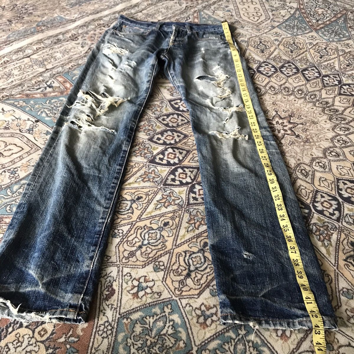 Global Work GLOBAL WALK Distressed Denim Selvedge Jeans Size US 30 / EU 46 - 17 Thumbnail