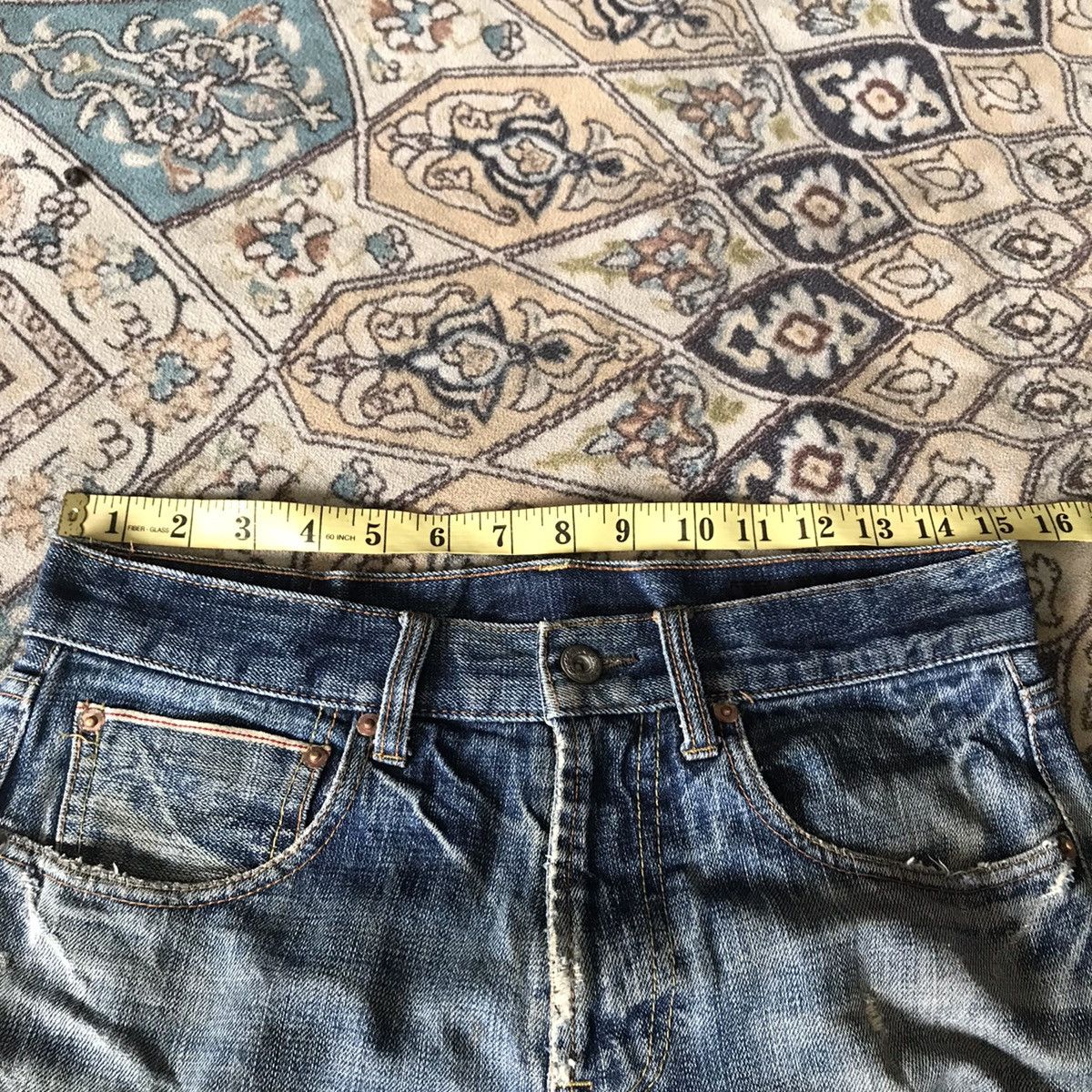 Global Work GLOBAL WALK Distressed Denim Selvedge Jeans Size US 30 / EU 46 - 16 Thumbnail