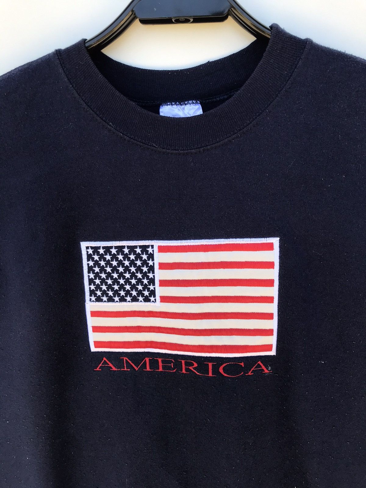 Hanes × Vintage Vintage 90s Hanes Sweatshirt Embroidered Flag America Logo Size US L / EU 52-54 / 3 - 4 Thumbnail