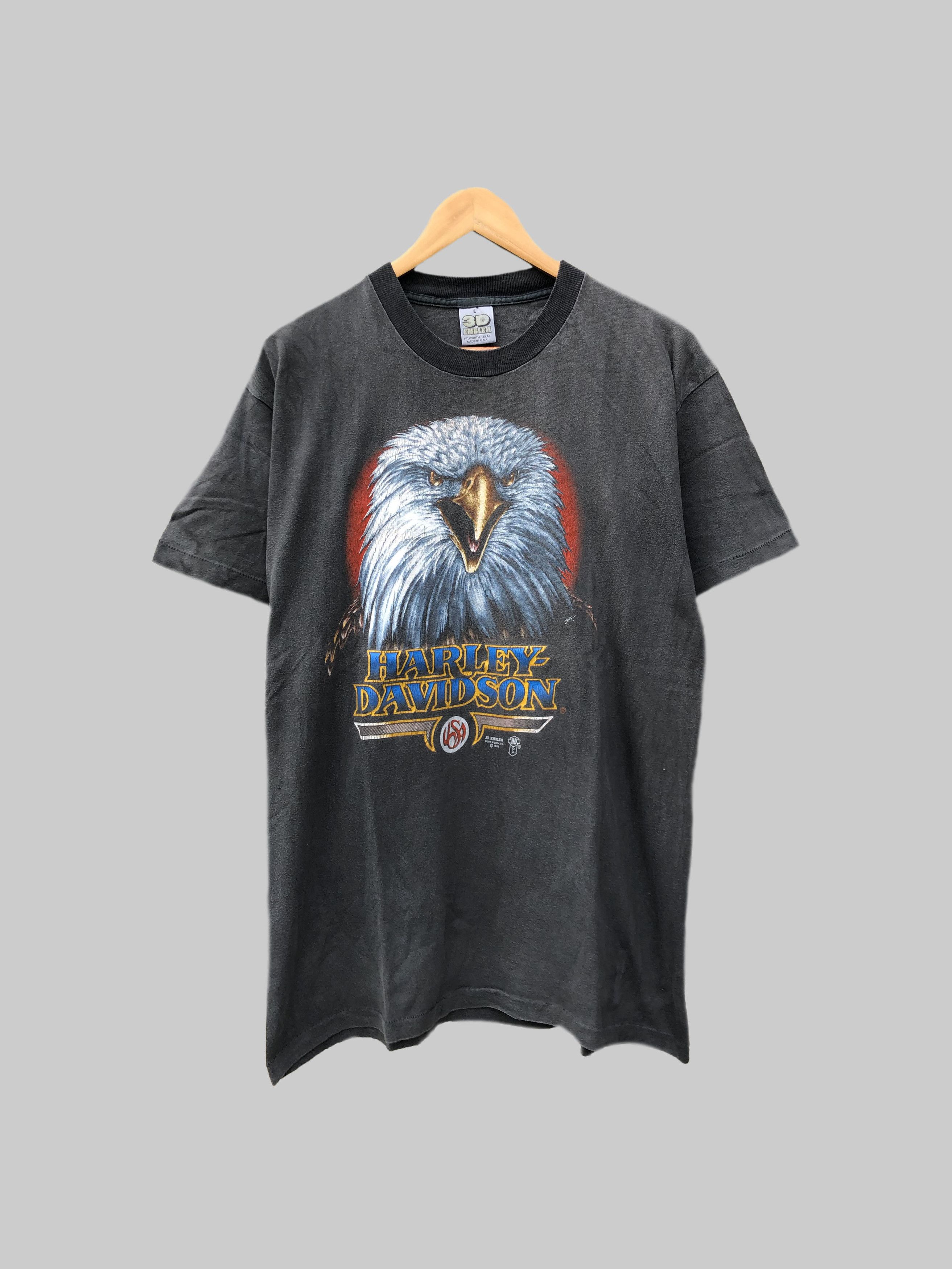 T-shirt Vintage Harley-Davidson Eagle Engine - Taille XL - Coton - Années 80/1989 - Occasion Très Bon état