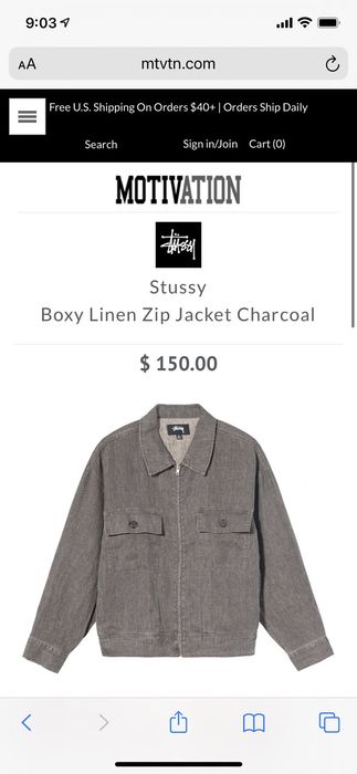 Stussy SS21 STUSSY BOXY LINEN ZIP JACKET | Grailed