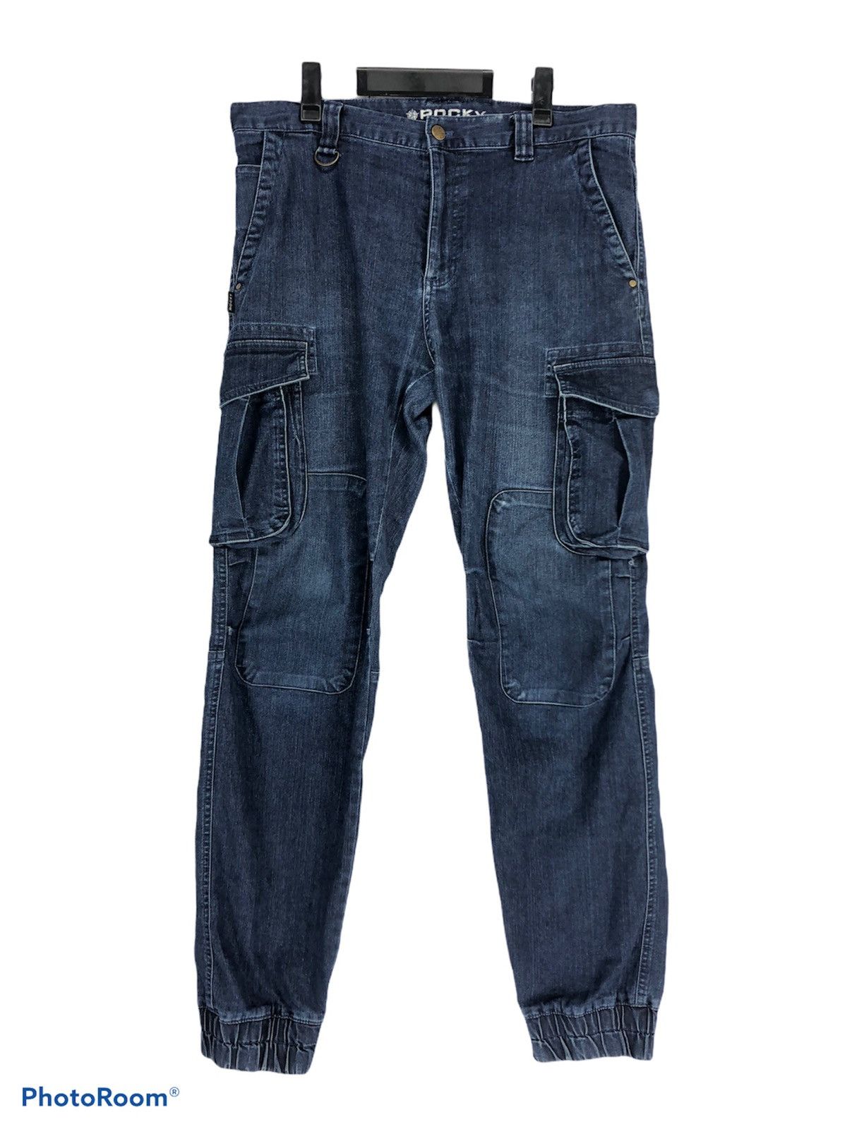 Japanese Brand ROCKY DENIM CARGO PANTS DOUBLE KNEE MULTI POCKETS Size US 34 / EU 50 - 2 Thumbnail