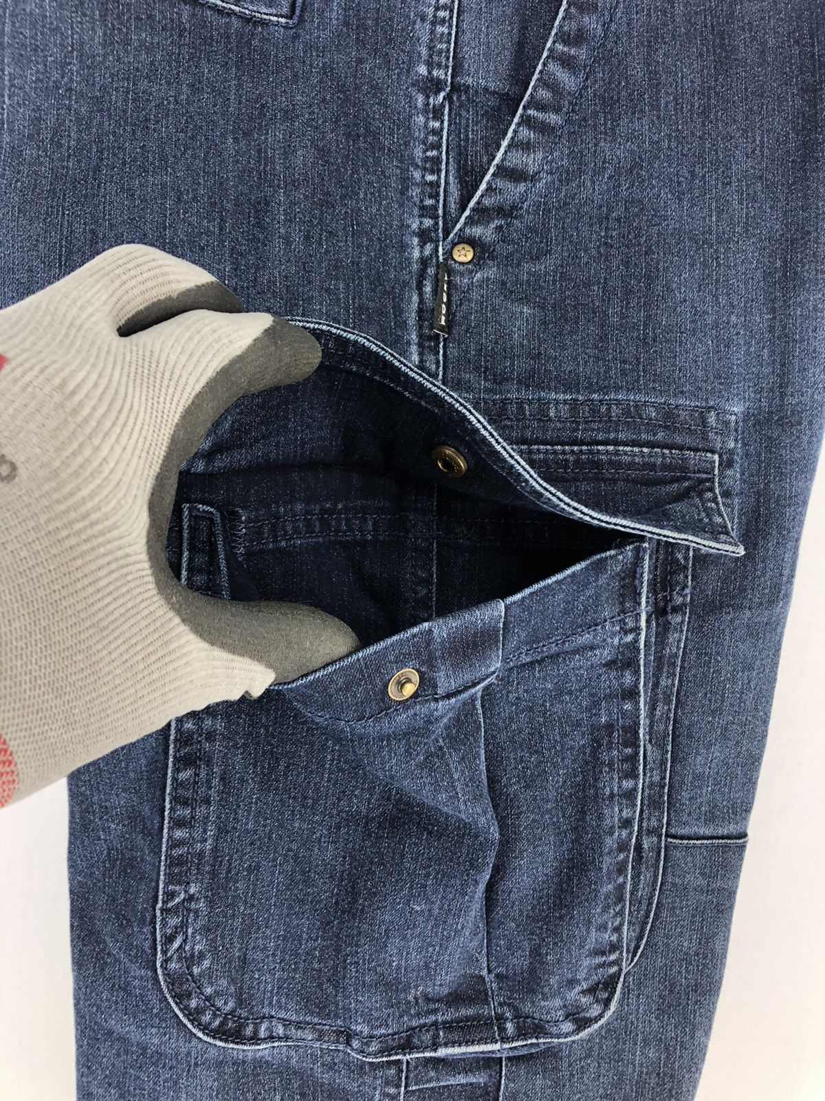 Japanese Brand ROCKY DENIM CARGO PANTS DOUBLE KNEE MULTI POCKETS Size US 34 / EU 50 - 16 Thumbnail