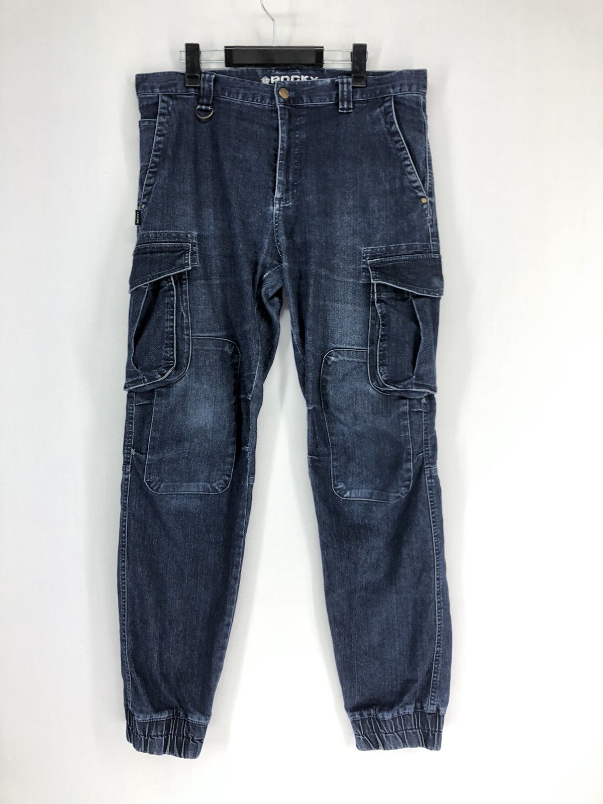Japanese Brand ROCKY DENIM CARGO PANTS DOUBLE KNEE MULTI POCKETS Size US 34 / EU 50 - 12 Thumbnail