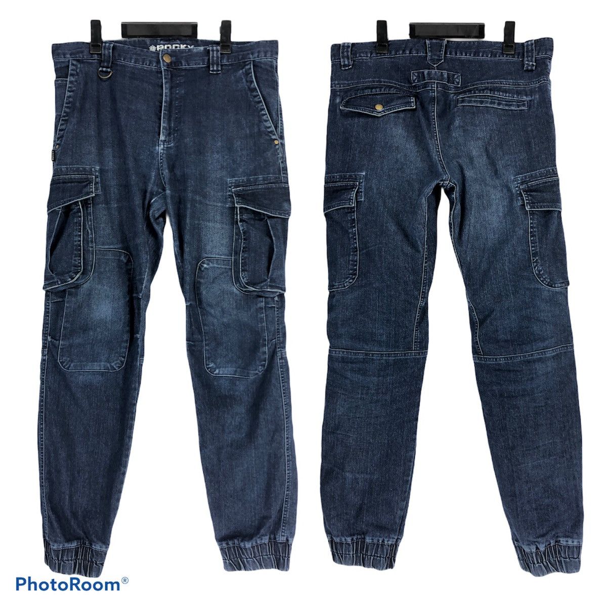 Japanese Brand ROCKY DENIM CARGO PANTS DOUBLE KNEE MULTI POCKETS Size US 34 / EU 50 - 1 Thumbnail