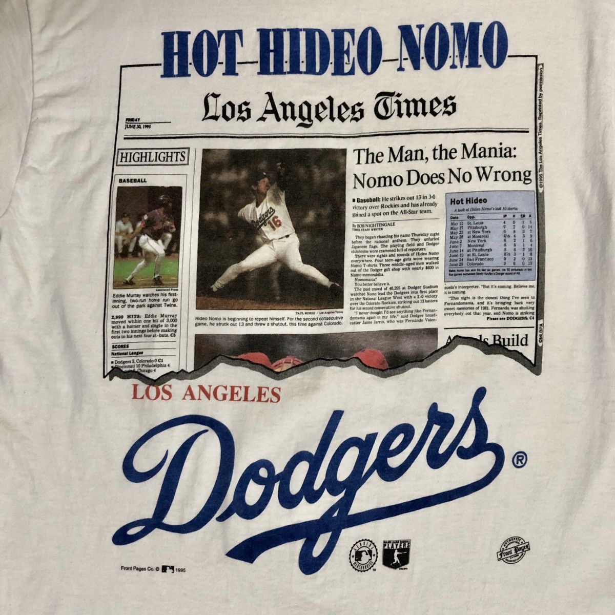MLB LA Dodgers Hideo Nomo T-Shirt Vintage 1995 Size US M / EU 48-50 / 2 - 2 Thumbnail