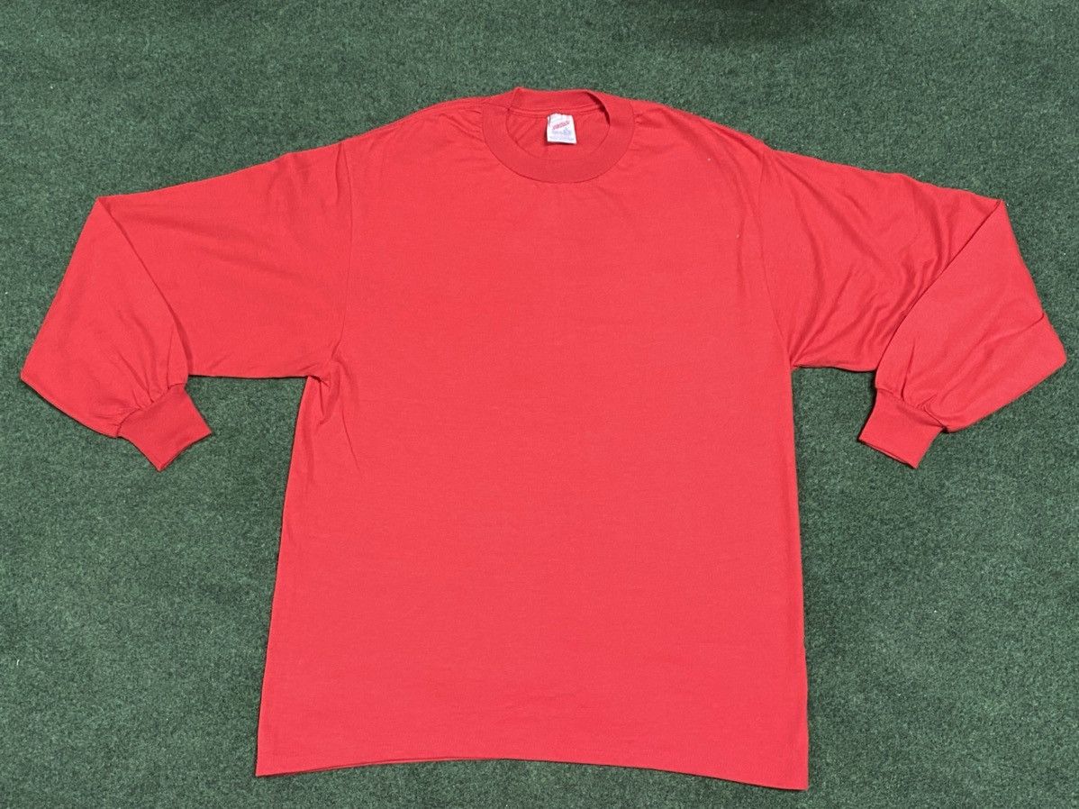 Jerzees Vintage 90s Jerzees Blank Longsleeve Tee Size US L / EU 52-54 / 3 - 1 Thumbnail