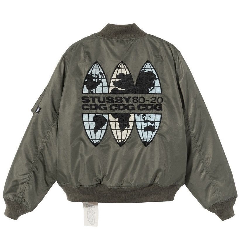 CDG by Comme des Garcons Stussy CDG 40th Anniversary Bomber Jacket Olive Size S Size US S / EU 44-46 / 1 - 6 Thumbnail
