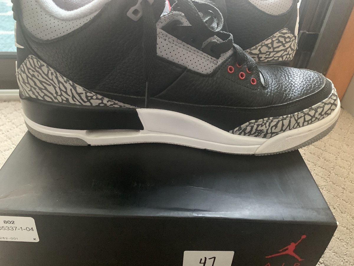 Jordan Brand × Nike Jordan 3 Retro Black Cement 2018 Size US 10.5 / EU 43-44 - 10 Thumbnail
