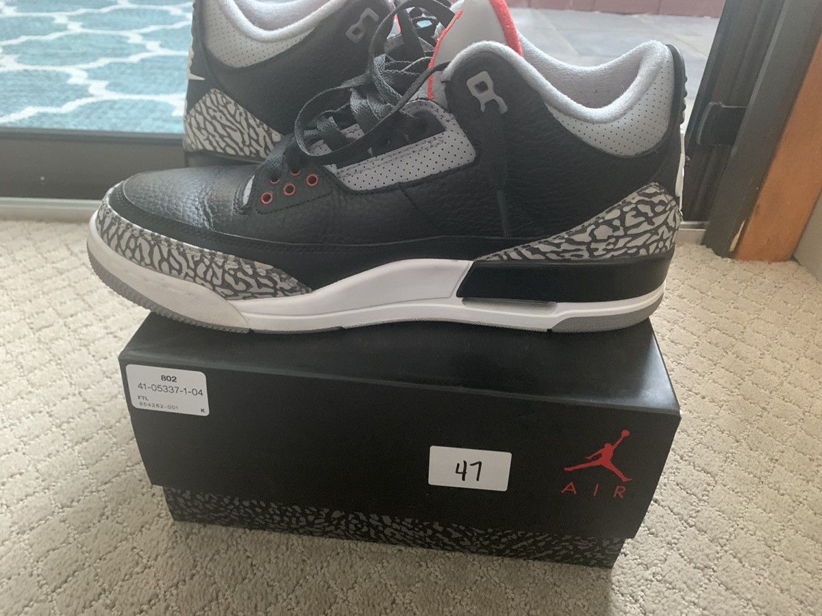 Jordan Brand × Nike Jordan 3 Retro Black Cement 2018 Size US 10.5 / EU 43-44 - 9 Thumbnail