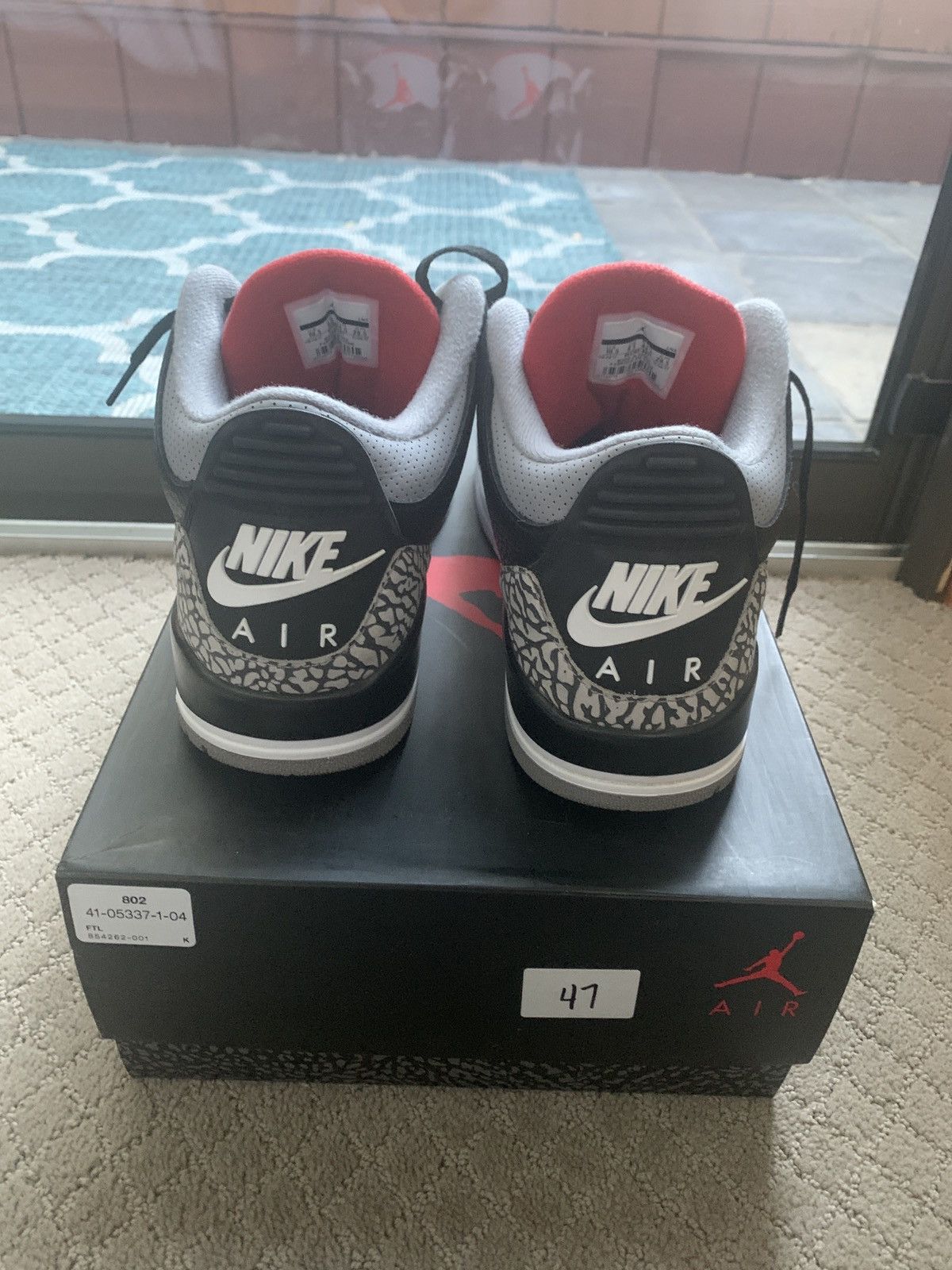 Jordan Brand × Nike Jordan 3 Retro Black Cement 2018 Size US 10.5 / EU 43-44 - 7 Thumbnail