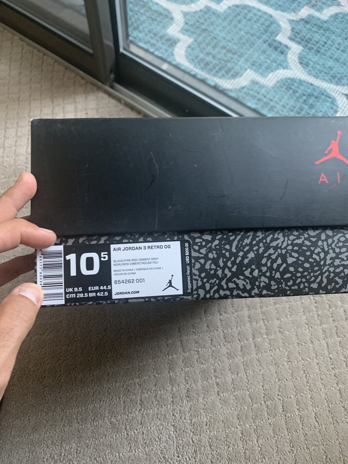 Jordan Brand × Nike Jordan 3 Retro Black Cement 2018 Size US 10.5 / EU 43-44 - 13 Thumbnail