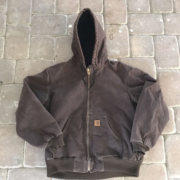 Vintage Vintage Y2K Carharrt denim hoodie jacket brown color | Grailed