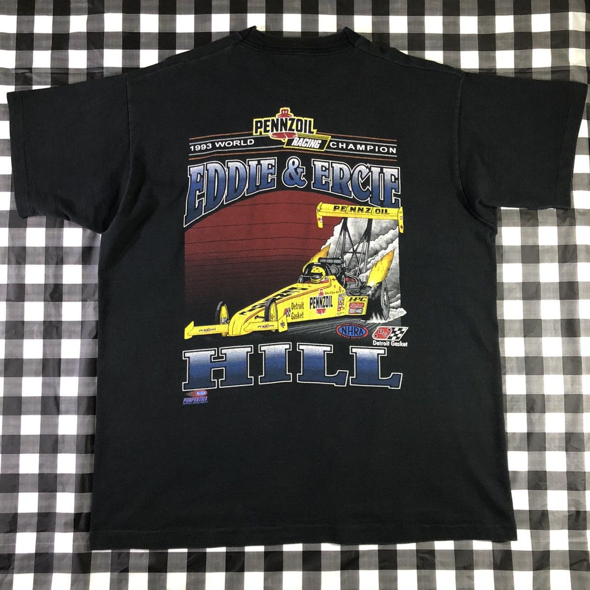 Vintage Eddie Hill Pennzoil 1993 Top Fuel Dragster Car Racing Tee Size US XL / EU 56 / 4 - 1 Thumbnail