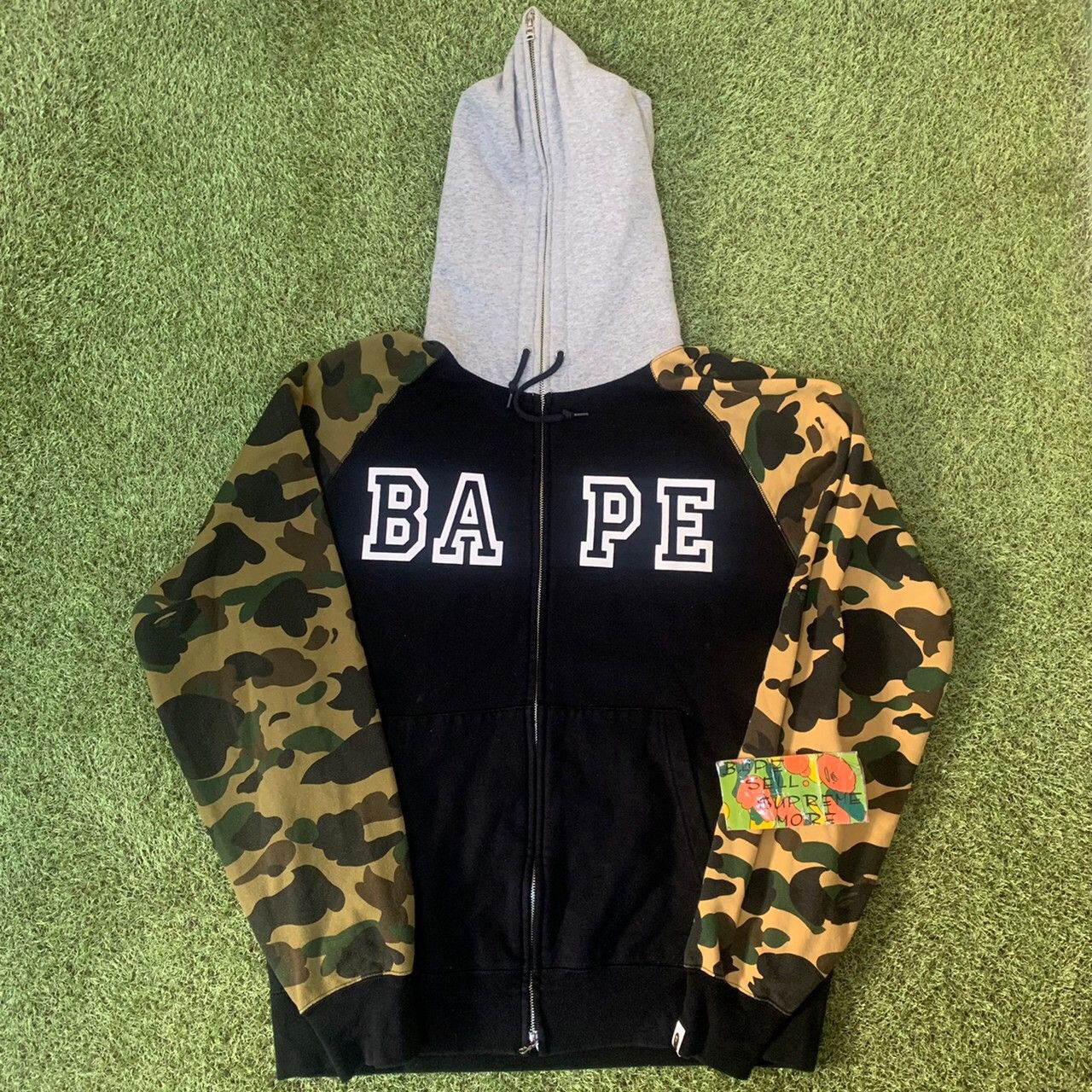 Bape BAPE full zip hoodie black Green camo 1st Camo Grailed