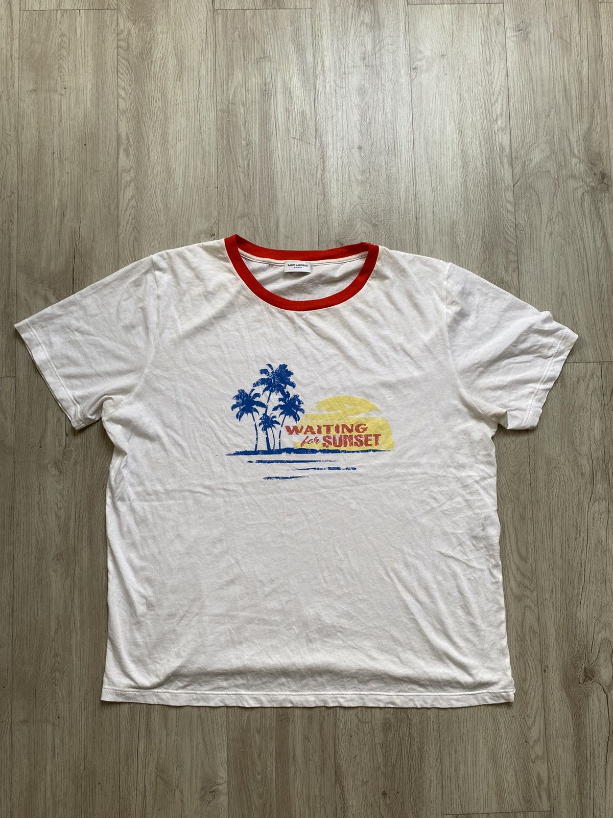 price for sale Saint Laurent White Waiting For Sunset T shirt New