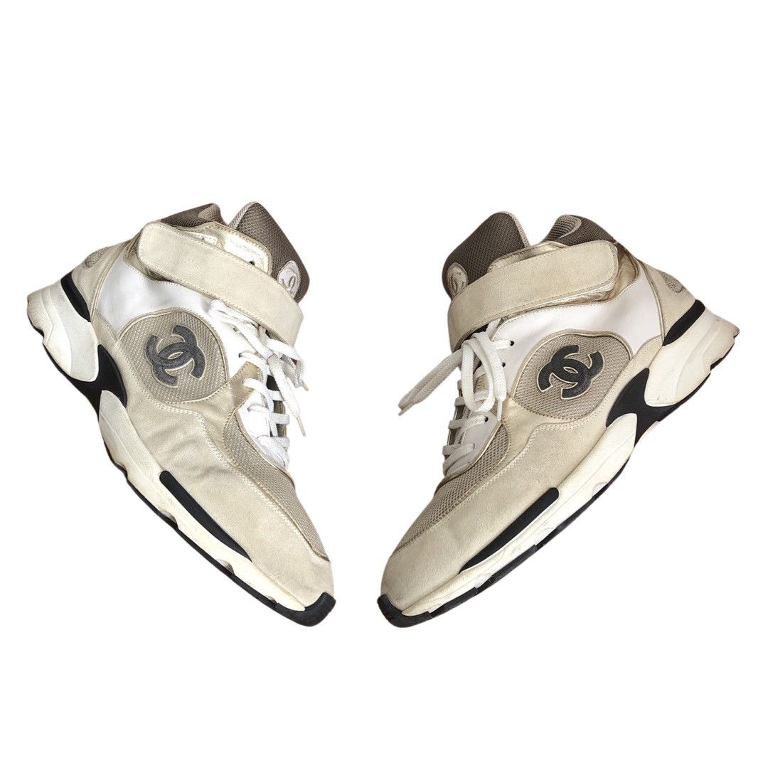 CHANEL CREAM HIGH TOP SNEAKERS