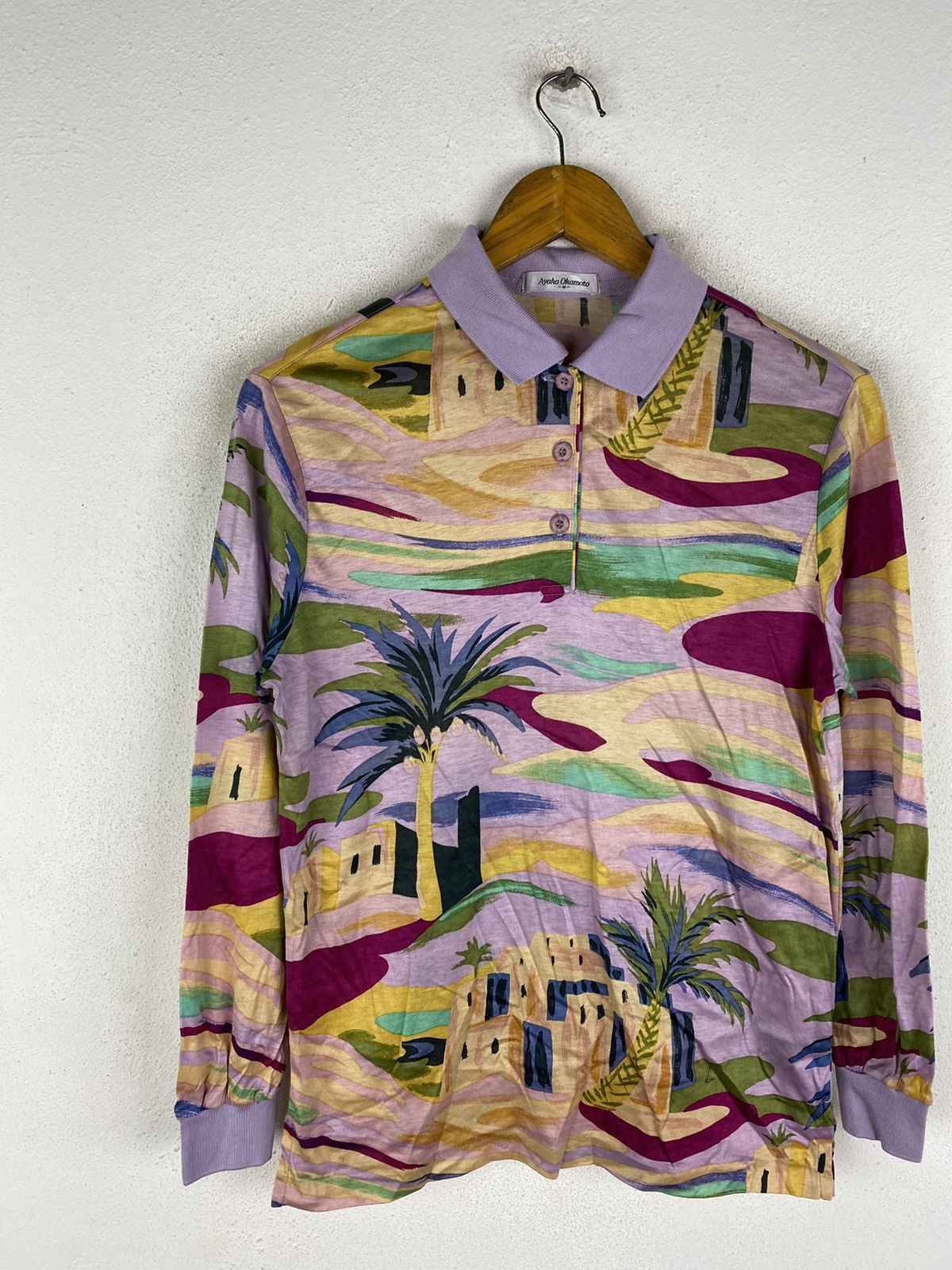 Designer × Mizuno × Vintage Vintage Ayako Okamoto x Mizuno Long Sleeve Polo Shirt Desert Size US M / EU 48-50 / 2 - 4 Thumbnail