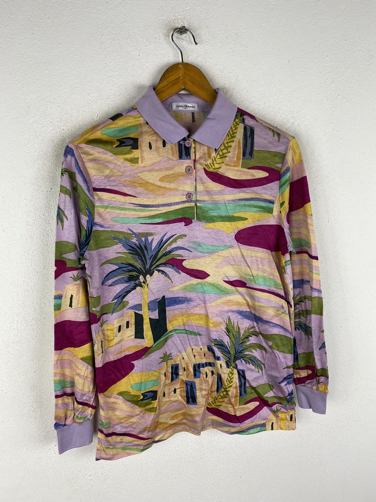 Designer × Mizuno × Vintage Vintage Ayako Okamoto x Mizuno Long Sleeve Polo Shirt Desert Size US M / EU 48-50 / 2 - 3 Thumbnail