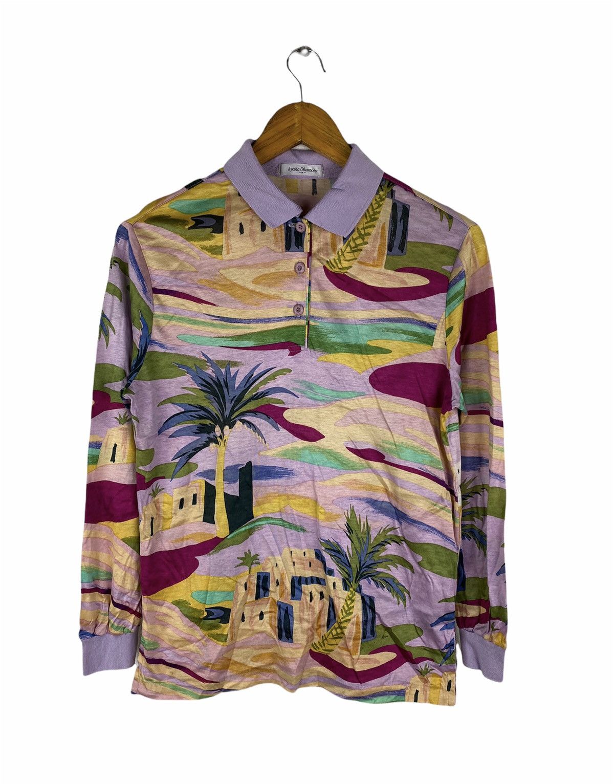 Designer × Mizuno × Vintage Vintage Ayako Okamoto x Mizuno Long Sleeve Polo Shirt Desert Size US M / EU 48-50 / 2 - 1 Thumbnail