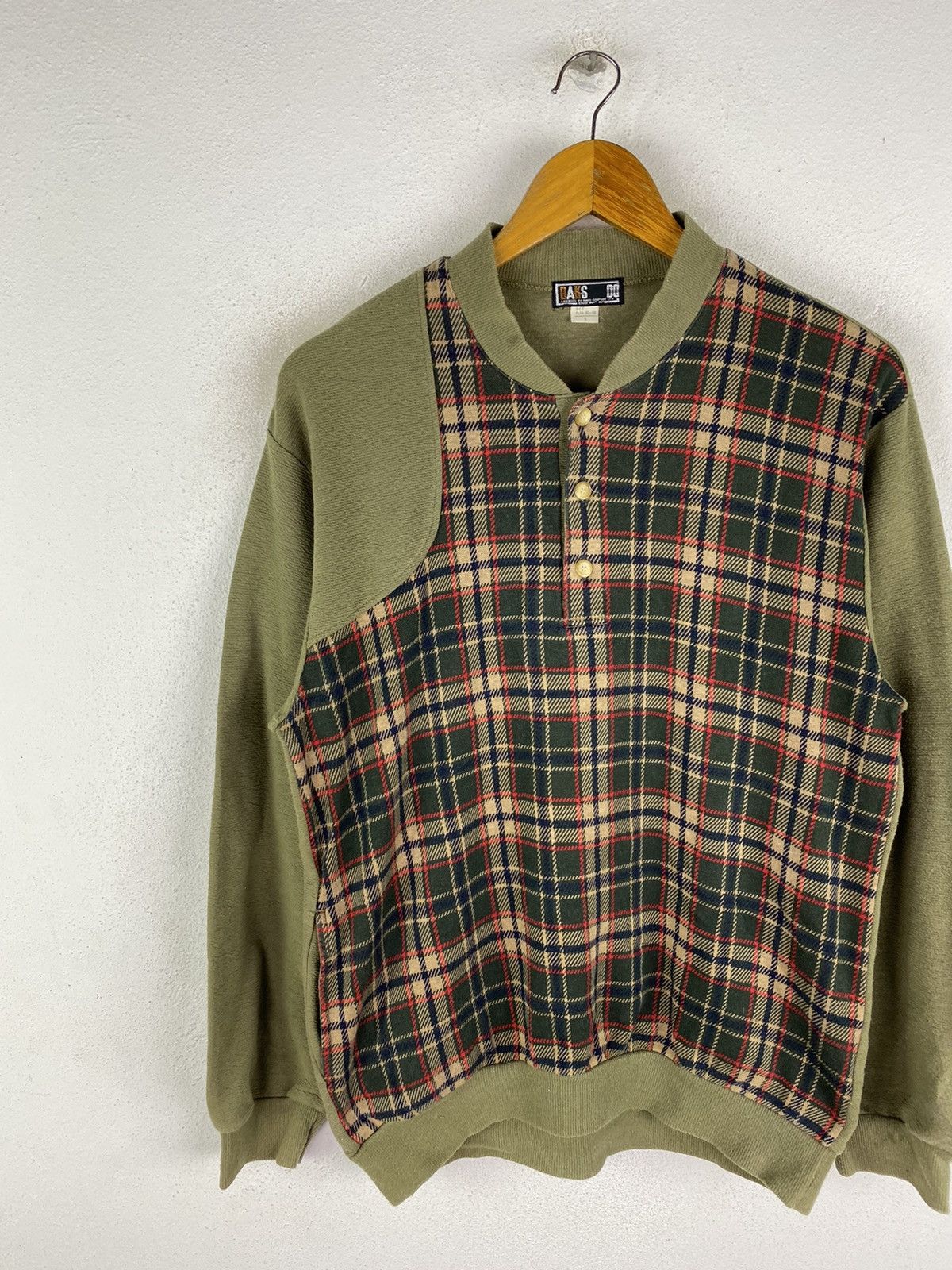 DAKS × Vintage Vintage DAKS-Simpson England Plaid & Olive Green Pullover Size US L / EU 52-54 / 3 - 4 Thumbnail