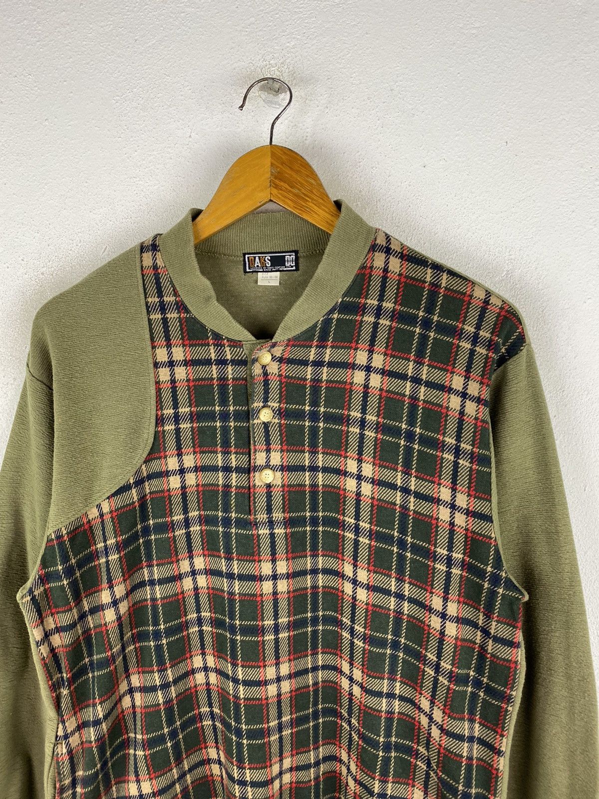 DAKS × Vintage Vintage DAKS-Simpson England Plaid & Olive Green Pullover Size US L / EU 52-54 / 3 - 5 Thumbnail