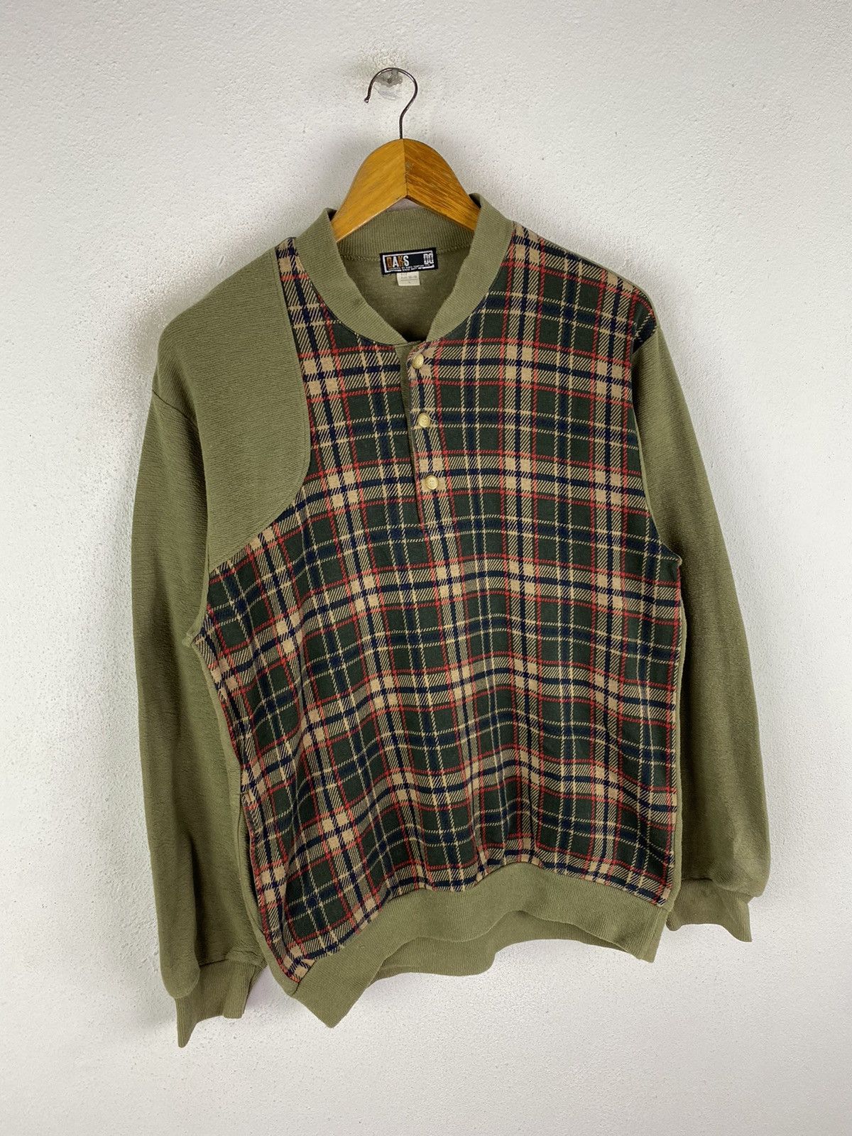 DAKS × Vintage Vintage DAKS-Simpson England Plaid & Olive Green Pullover Size US L / EU 52-54 / 3 - 3 Thumbnail
