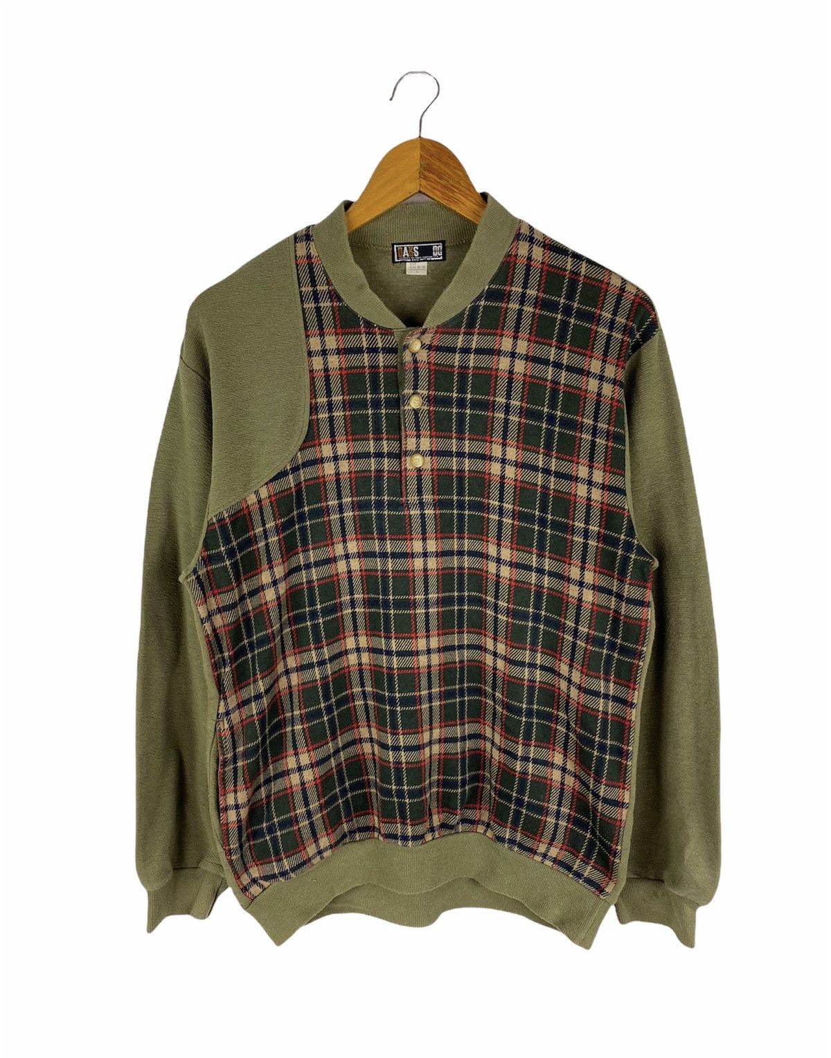 DAKS × Vintage Vintage DAKS-Simpson England Plaid & Olive Green Pullover Size US L / EU 52-54 / 3 - 1 Thumbnail