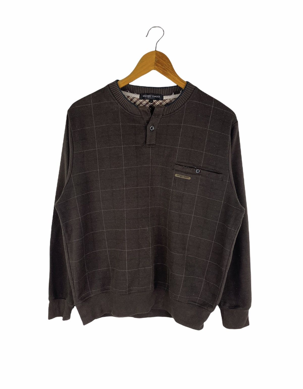 Yohji Yamamoto Sacsny Y’saccs Golf Sweatshirt Vintage Check-Lined Pullover Size US M / EU 48-50 / 2 - 1 Thumbnail