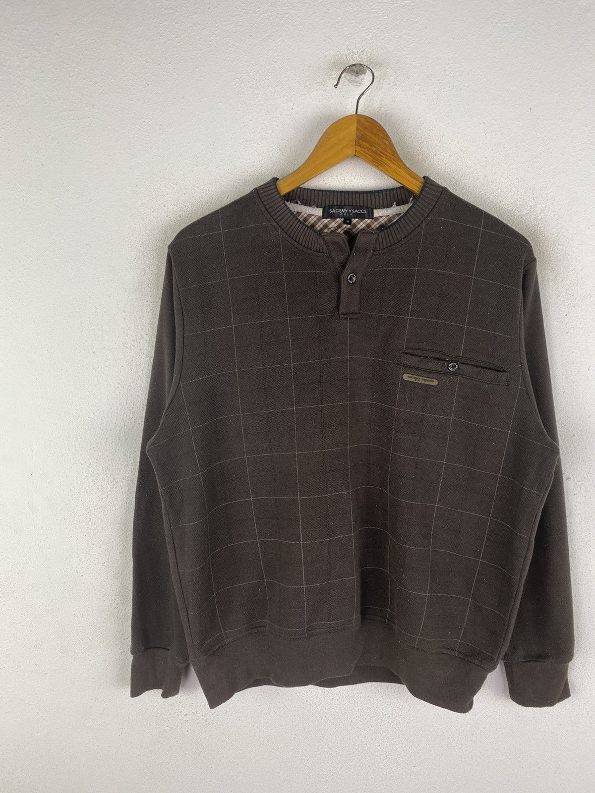 Yohji Yamamoto Sacsny Y’saccs Golf Sweatshirt Vintage Check-Lined Pullover Size US M / EU 48-50 / 2 - 4 Thumbnail