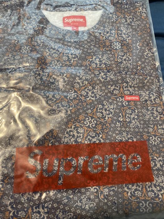 Supreme Supreme Small Box Logo Tee “Navy Floral Cards” | Grailed