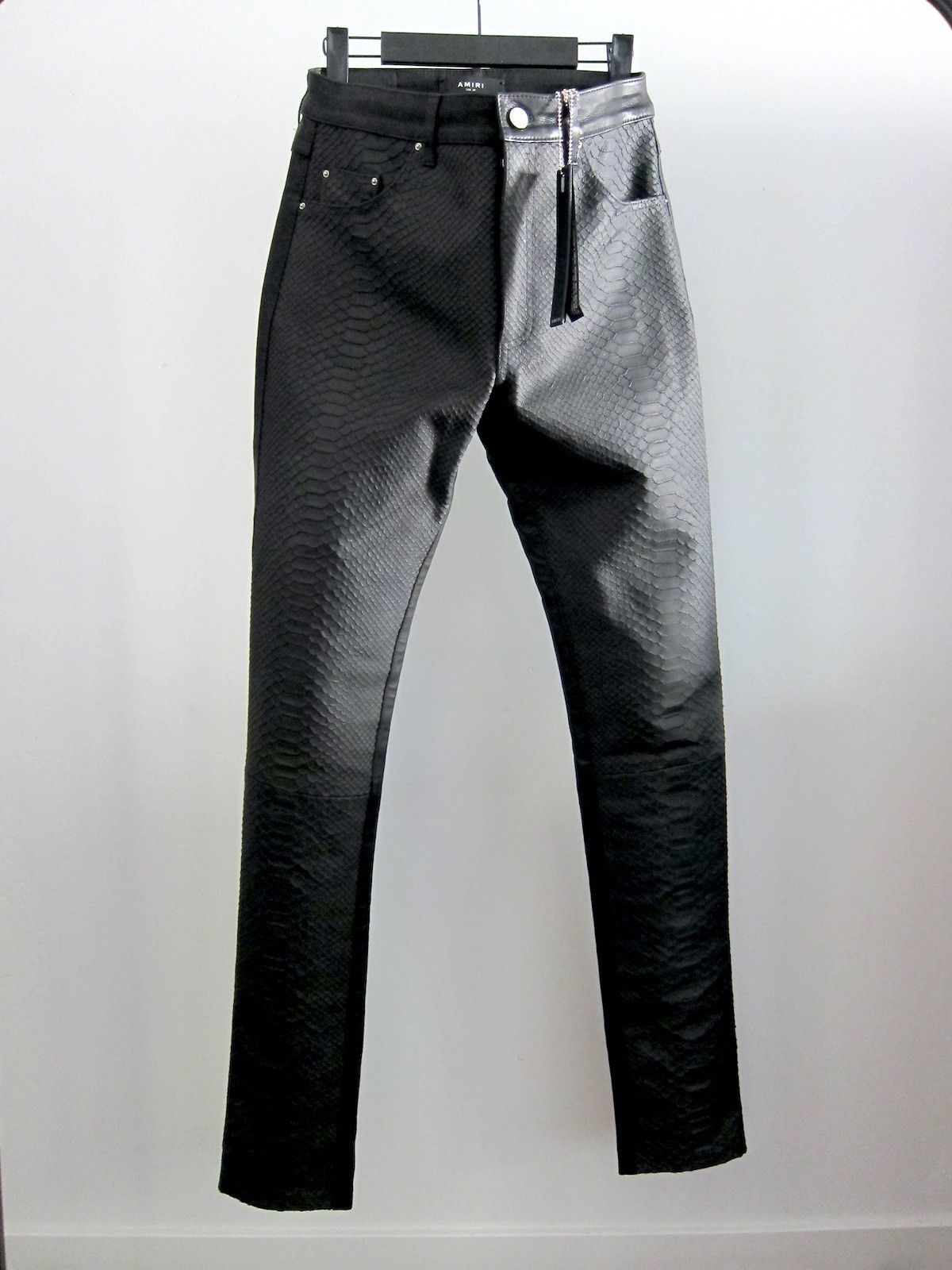 Amiri *NWT* 15CM LEATHER HALF PRINT PYTHON PANTS BLACK | Grailed