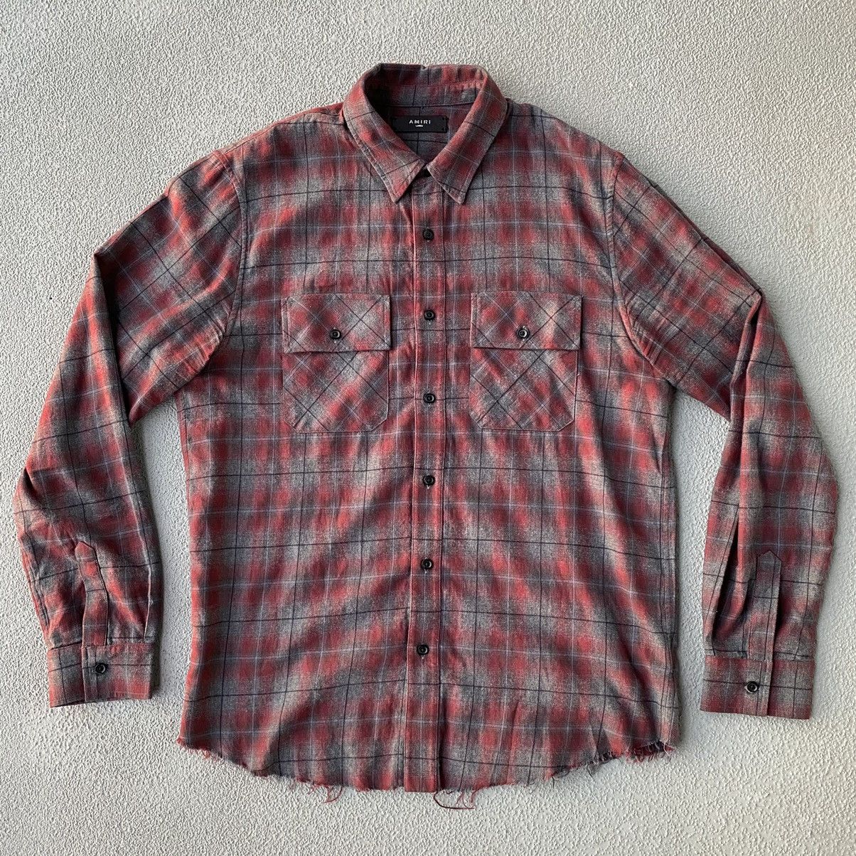 Amiri Amiri Red/Black Distressed Flannel Size US L / EU 52-54 / 3 - 1 Thumbnail