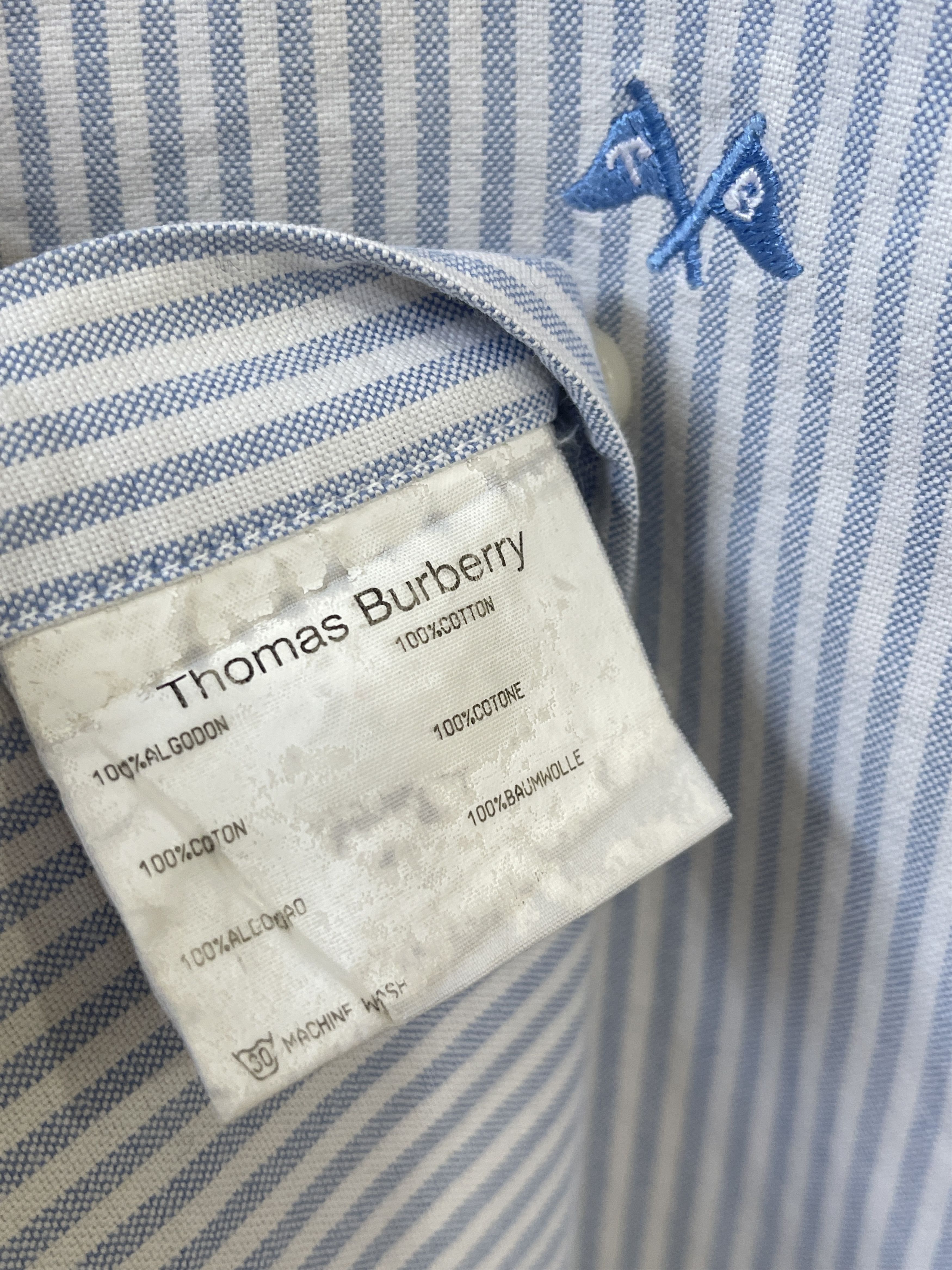 Burberry TB Burberry shirt stiped size L blue white Size US L / EU 52-54 / 3 - 4 Thumbnail