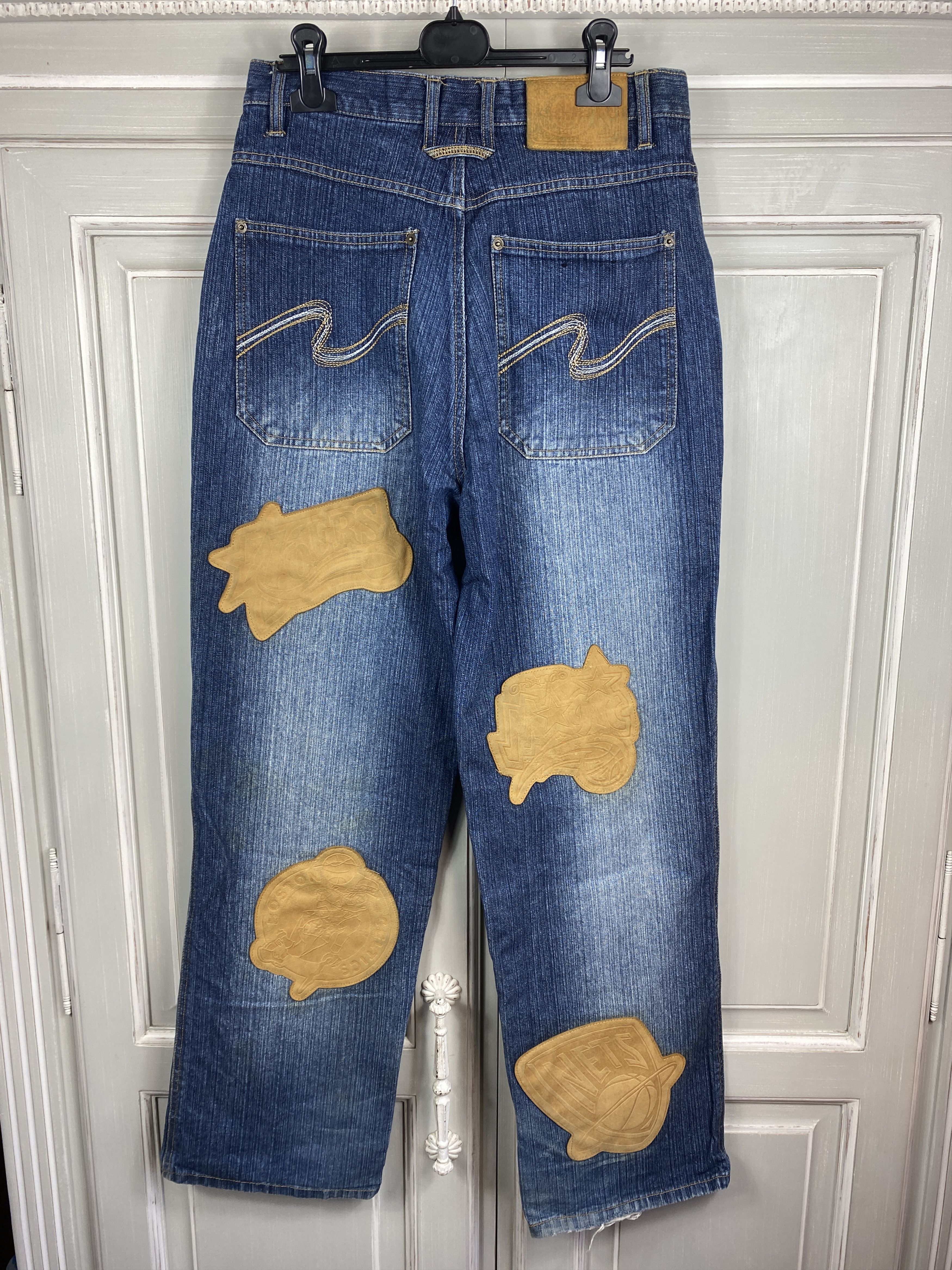 NBA × Other UNK nba leather patchwork blue denim jeans Size US 30 / EU 46 - 7 Thumbnail