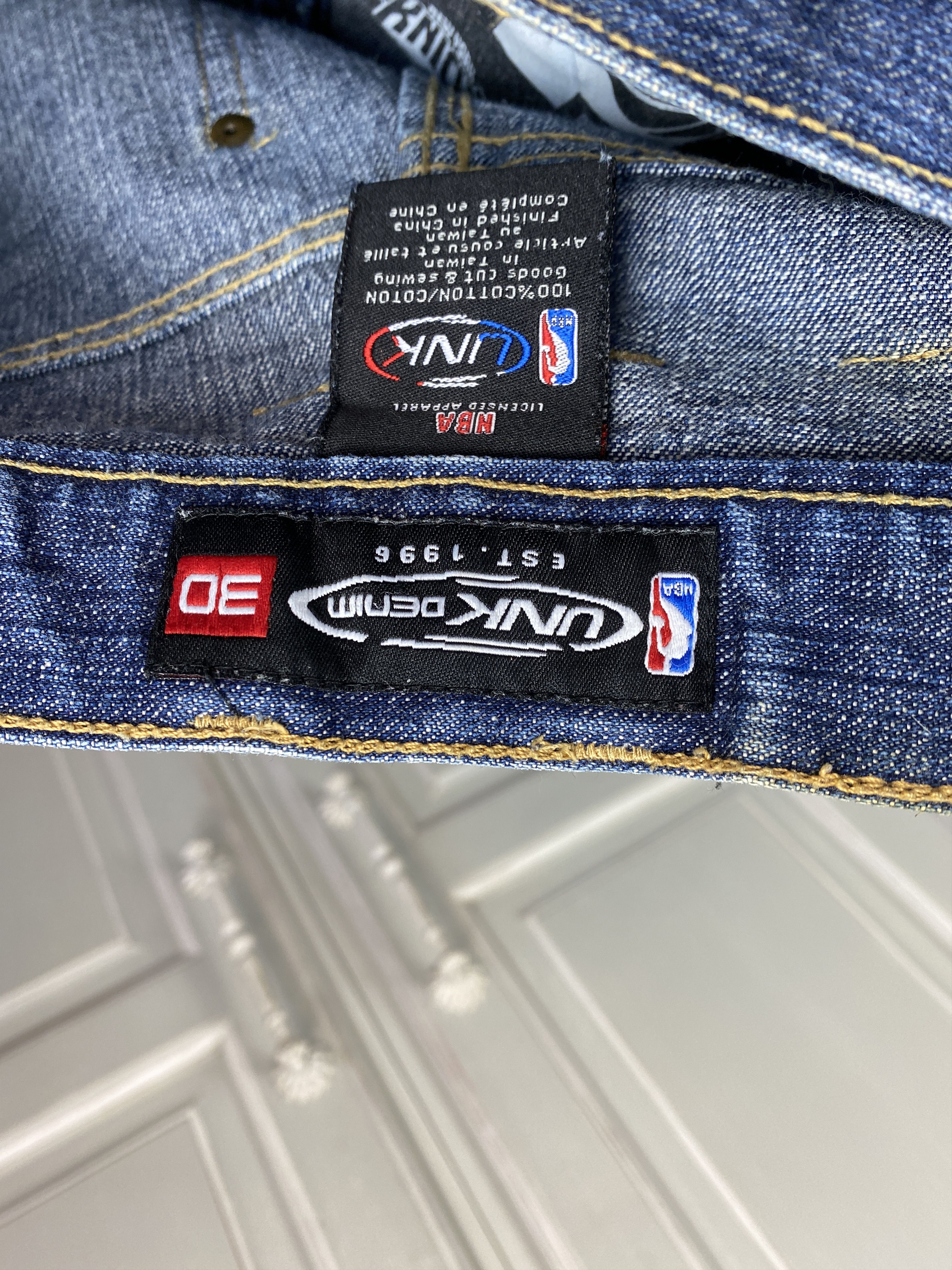NBA × Other UNK nba leather patchwork blue denim jeans Size US 30 / EU 46 - 9 Thumbnail