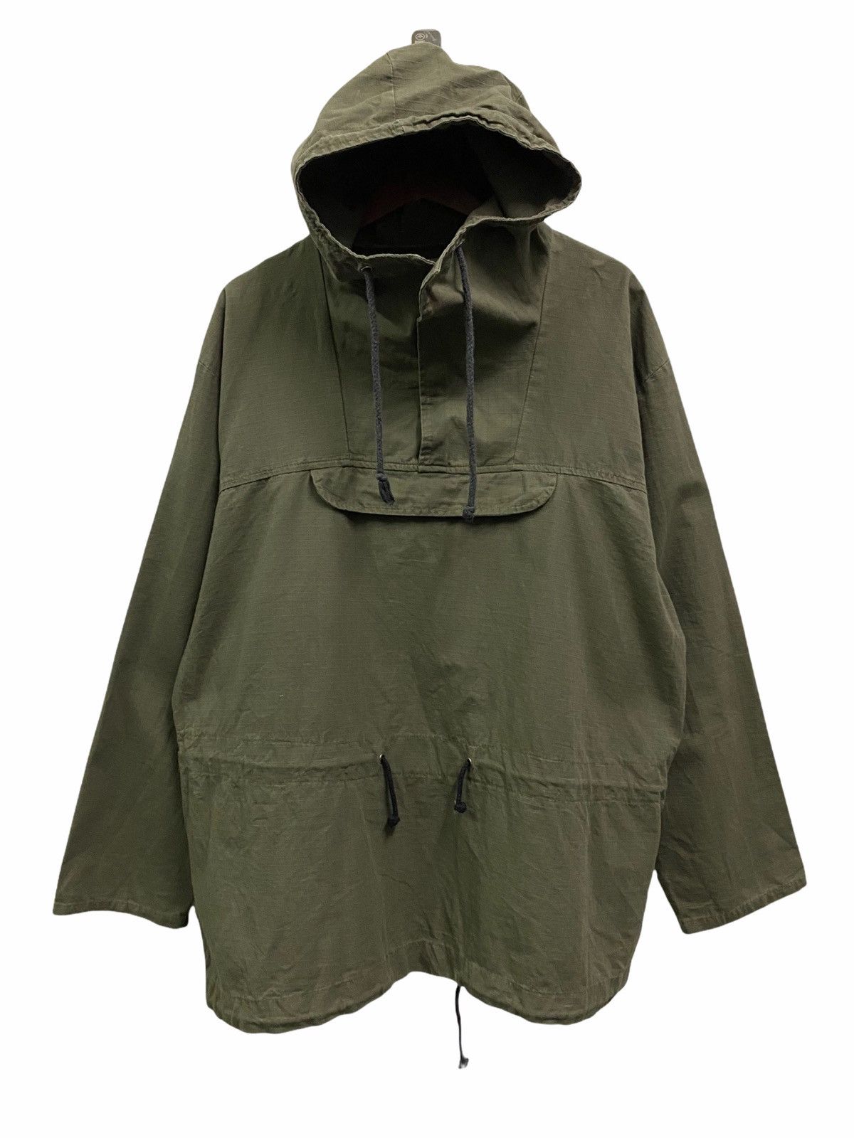 image of Military x Vintage Camco Pullover Drawstring Hoodie Jacket in Green, Men's (Size Large)