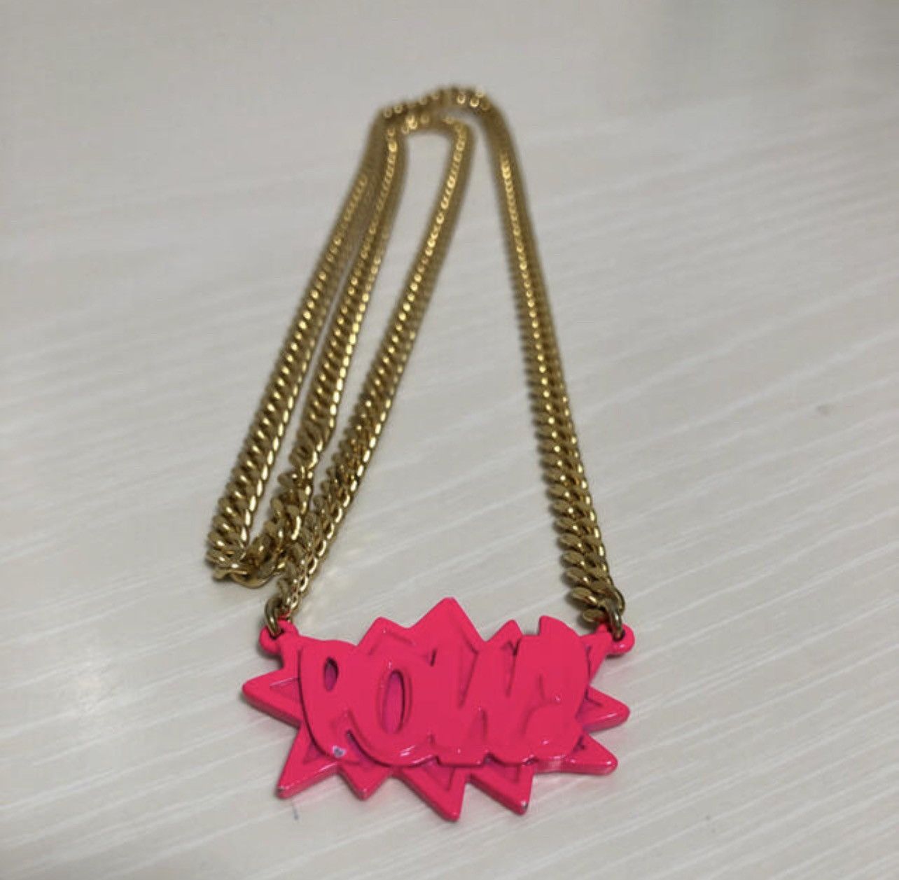 AMBUSH POW! Chain Necklace Pendant Red Gold Fashion Jewelry