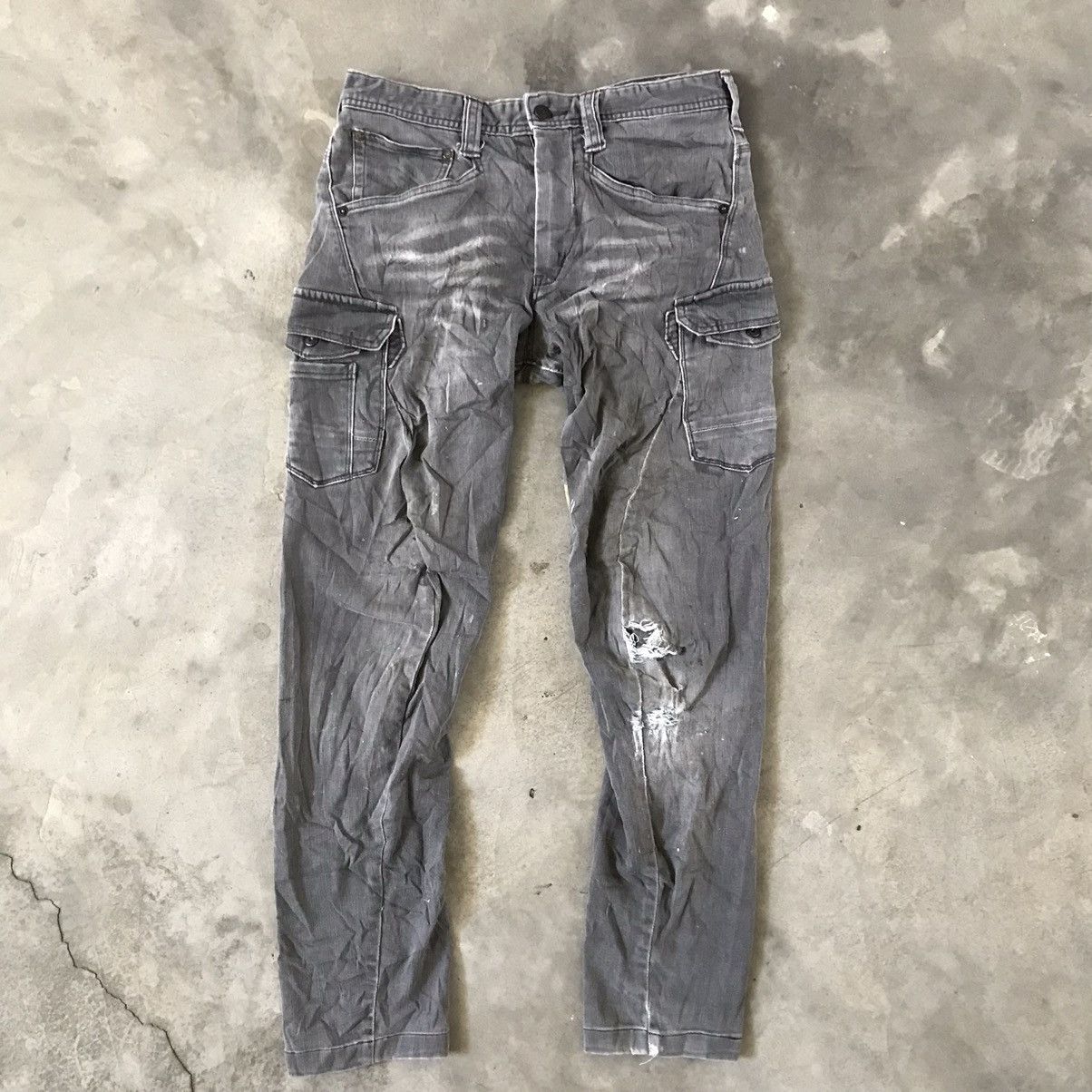 Japanese Brand Rare⚡️Distressed Sun Faded Multipocket Cargo Jeans Size US 32 / EU 48 - 1 Thumbnail