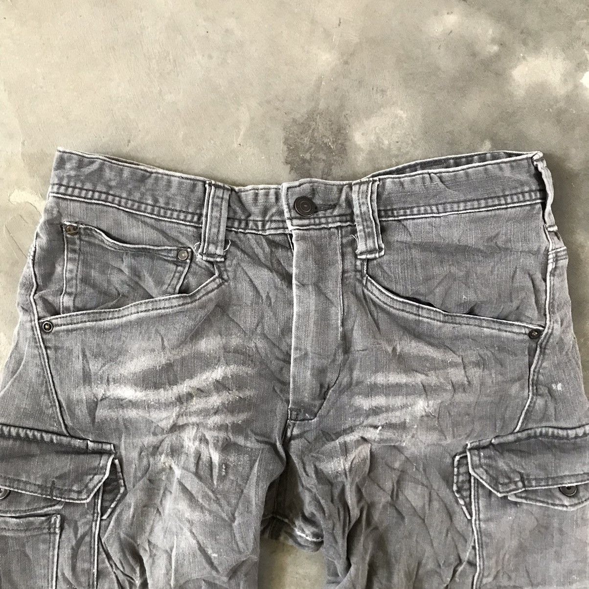 Japanese Brand Rare⚡️Distressed Sun Faded Multipocket Cargo Jeans Size US 32 / EU 48 - 6 Thumbnail