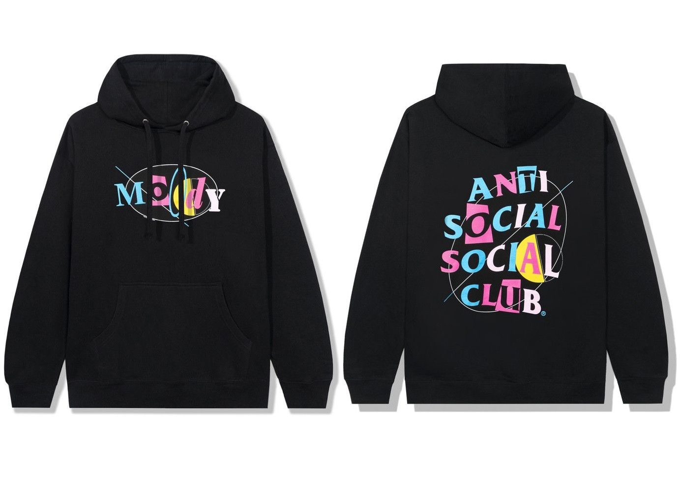 Image of Anti Social Social Club Ds Assc Moody Moodbored Black Hoodie Supreme Bape Kith, Men's (Size 2XL)