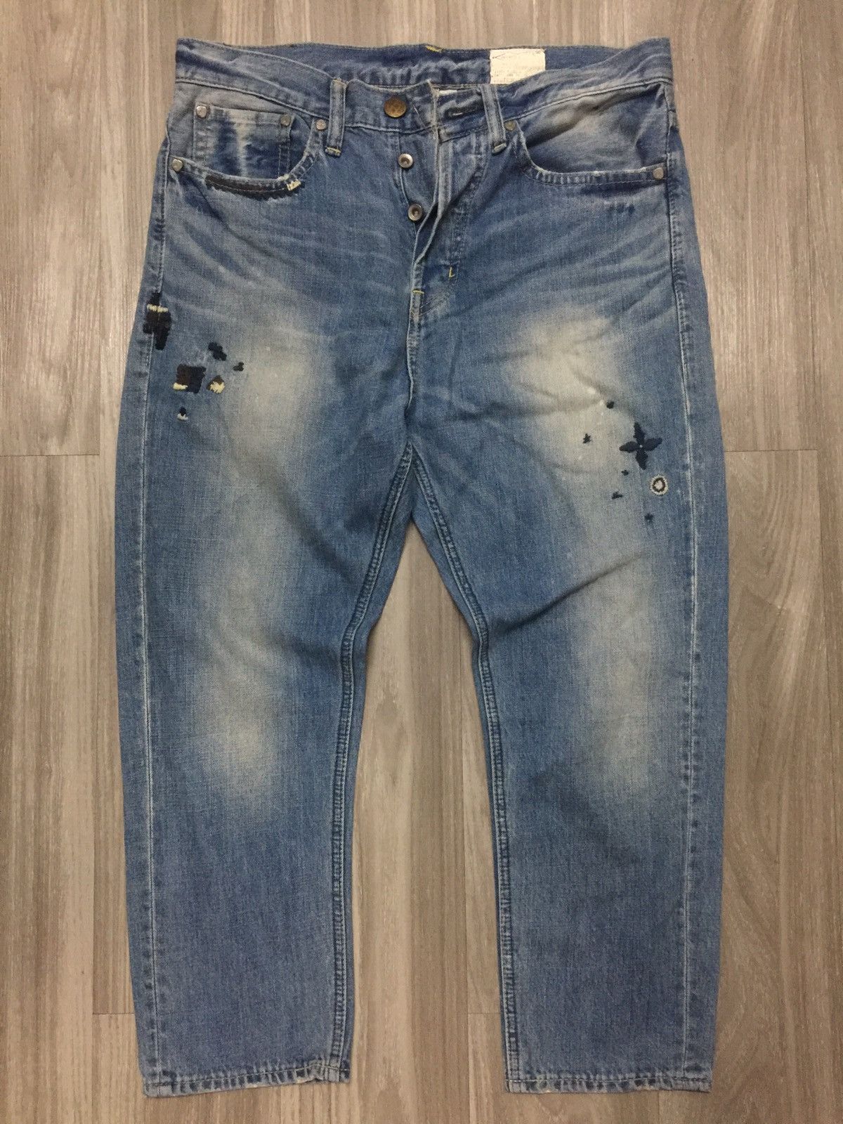 Japanese Brand ANTGAUGE DENIM JEANS PATCHWORK DISTRESSED ANKLE JEANS Size US 32 / EU 48 - 1 Thumbnail